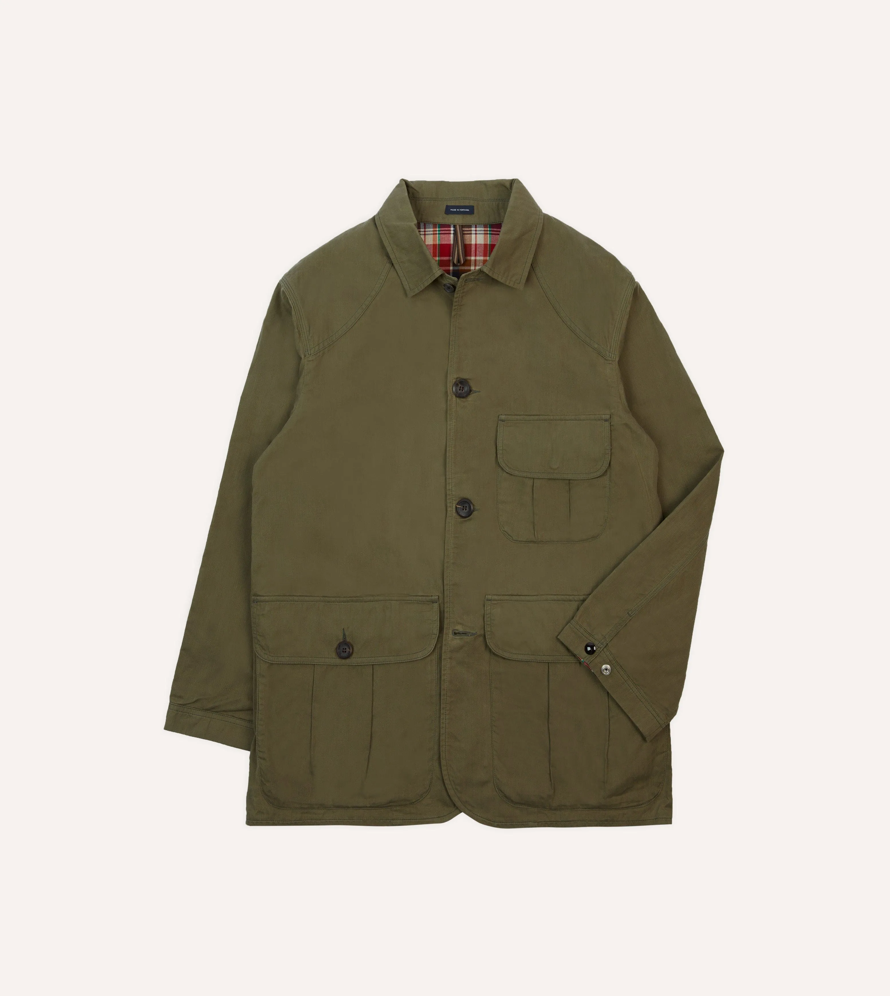Moisture Wicking Material Flexible Insulation Olive Green Waxed Cotton Canvas Chasseur Jacket