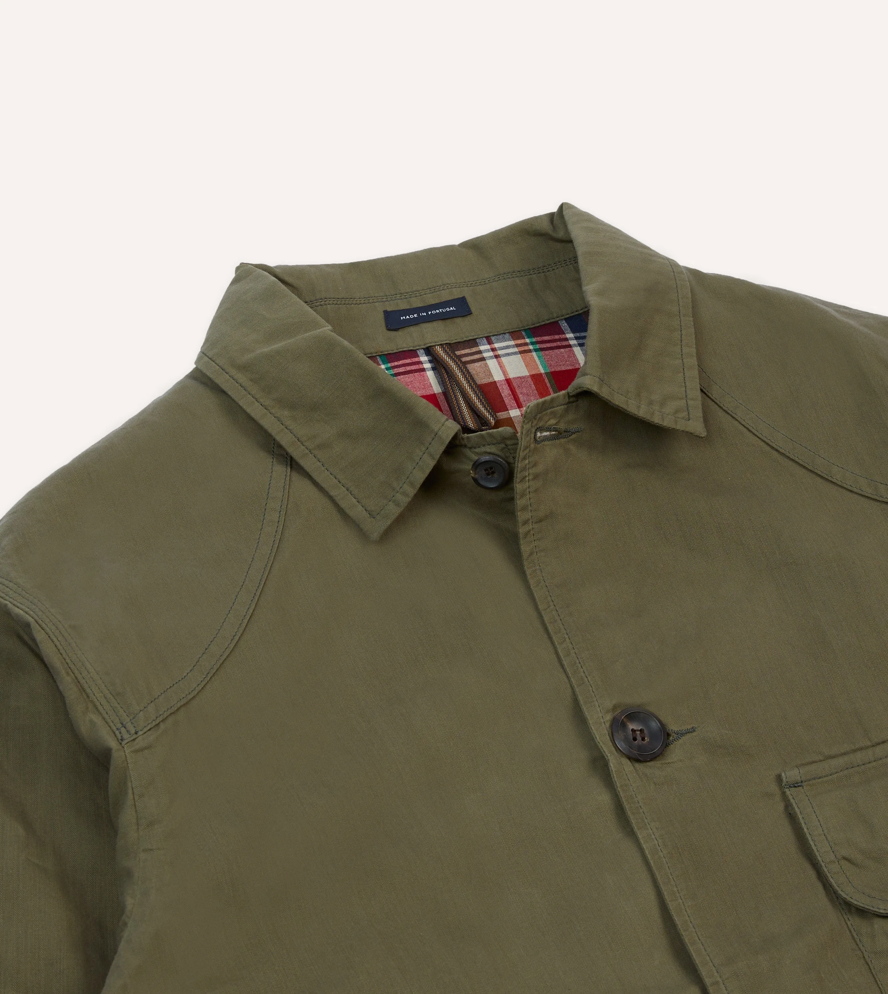 TearResistantFabric Reflective details Olive Green Waxed Cotton Canvas Chasseur Jacket