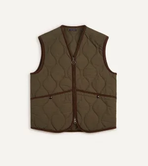 Olive Quilted Nylon Zip Vest Street Comfort