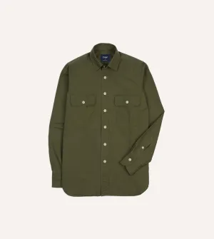 Reinforced Shoulders Chill Wear Olive Ripstop Cotton Work Shirt