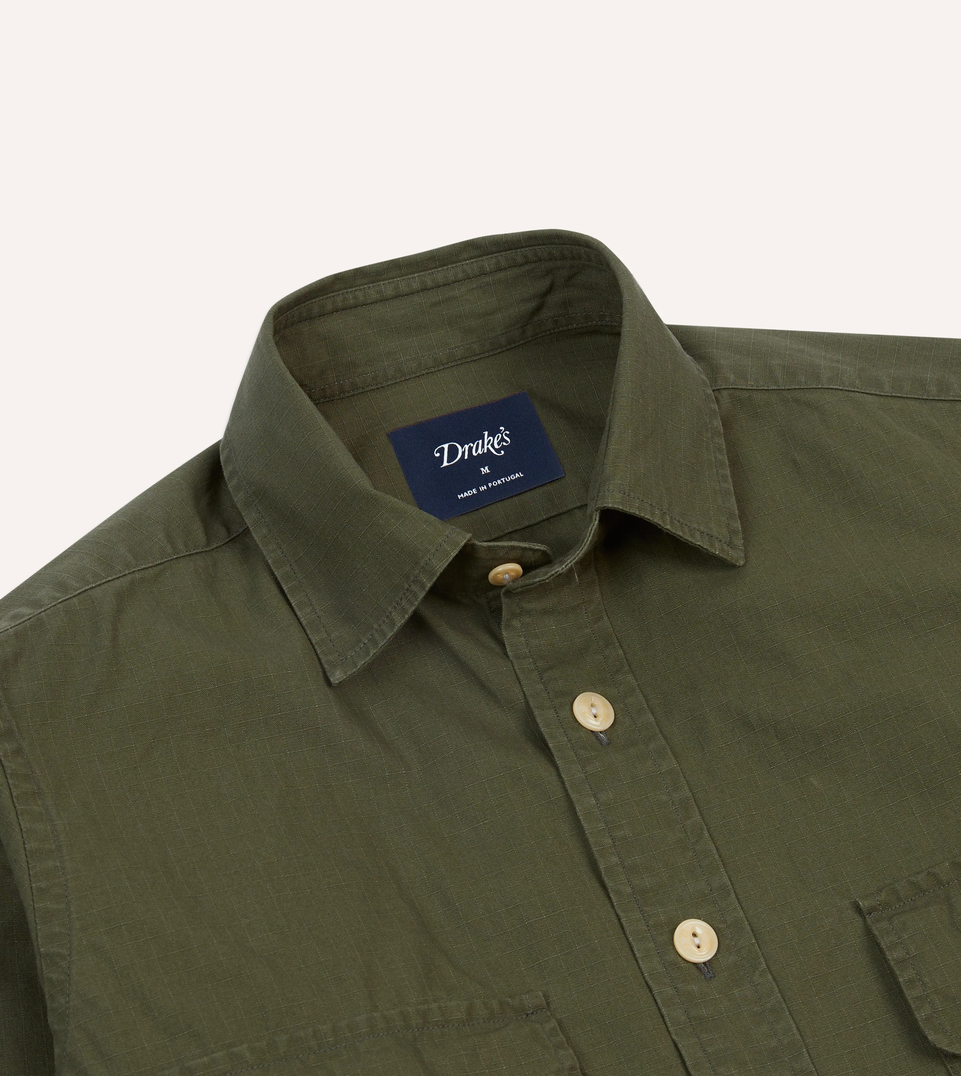 Sporty and Cool Olive Ripstop Cotton Work Shirt