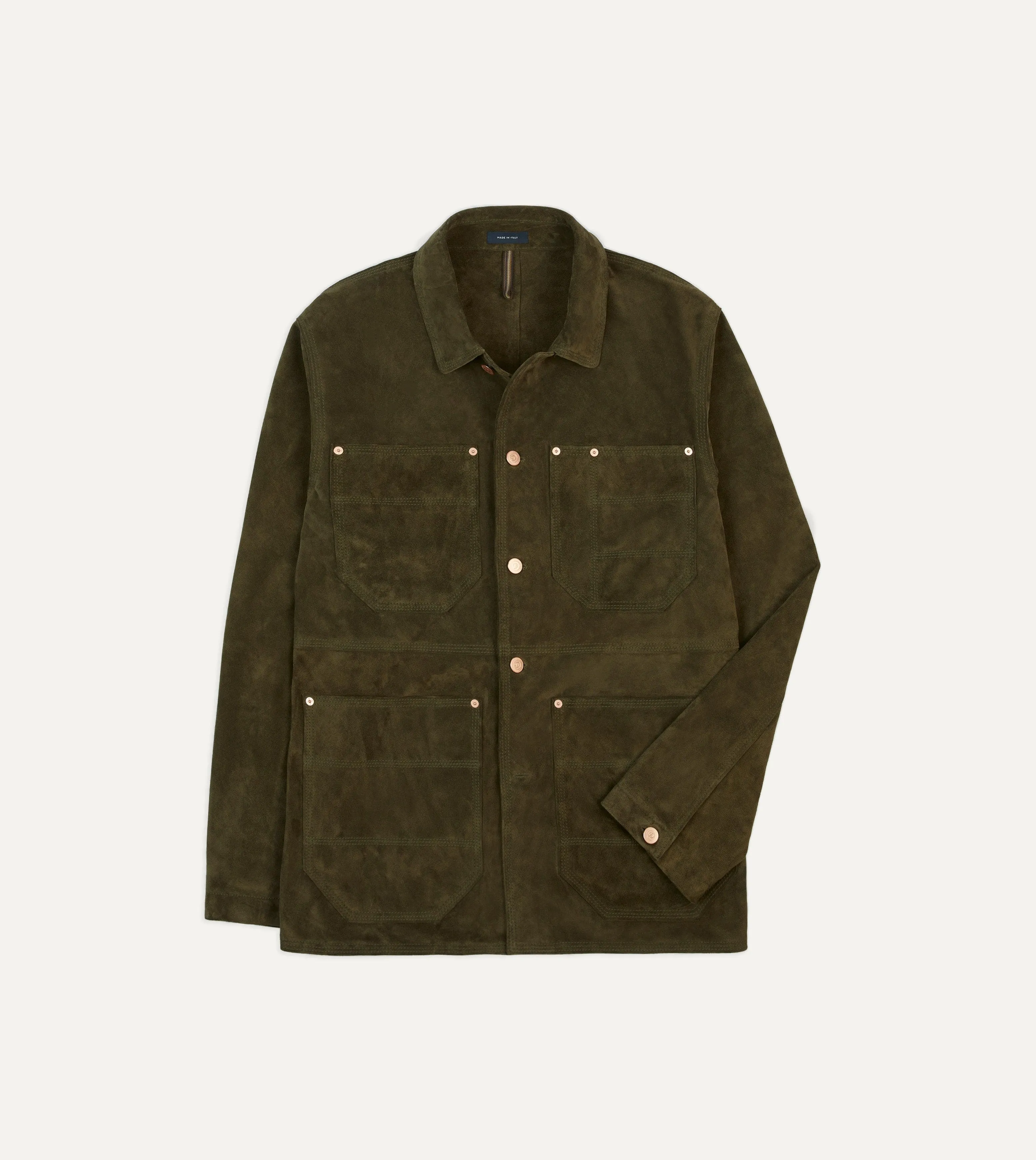 Olive Suede Welder Jacket Microfiber Shell