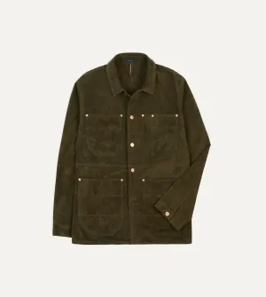 Olive Suede Welder Jacket Microfiber Shell