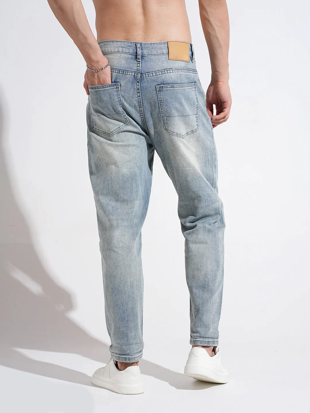 Smooth Loose Versatile Men's Blue Straight Fit Stretchable Jeans