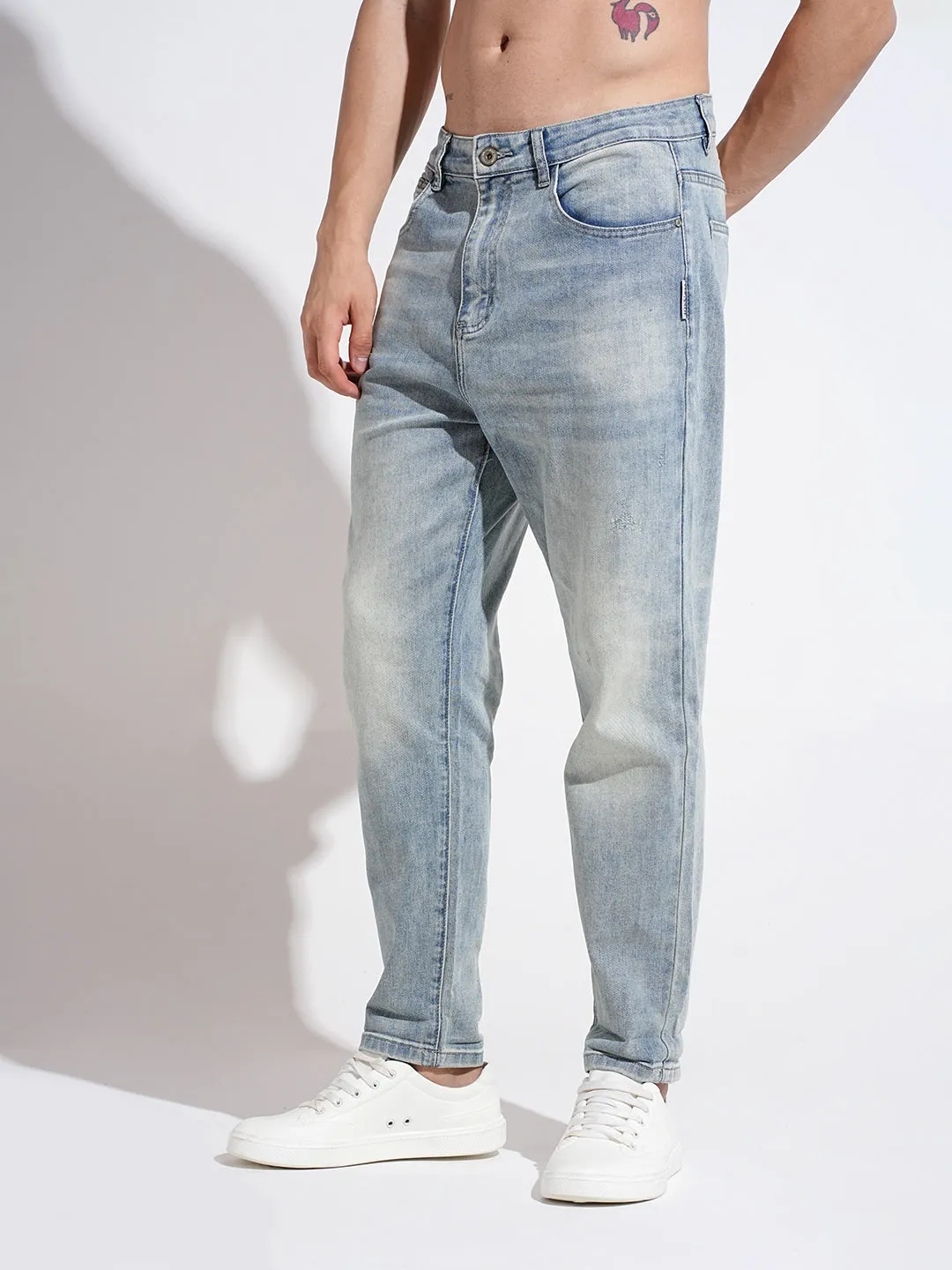 Men's Blue Straight Fit Stretchable Jeans Eco Friendly Fashion Lover Morning Stroll