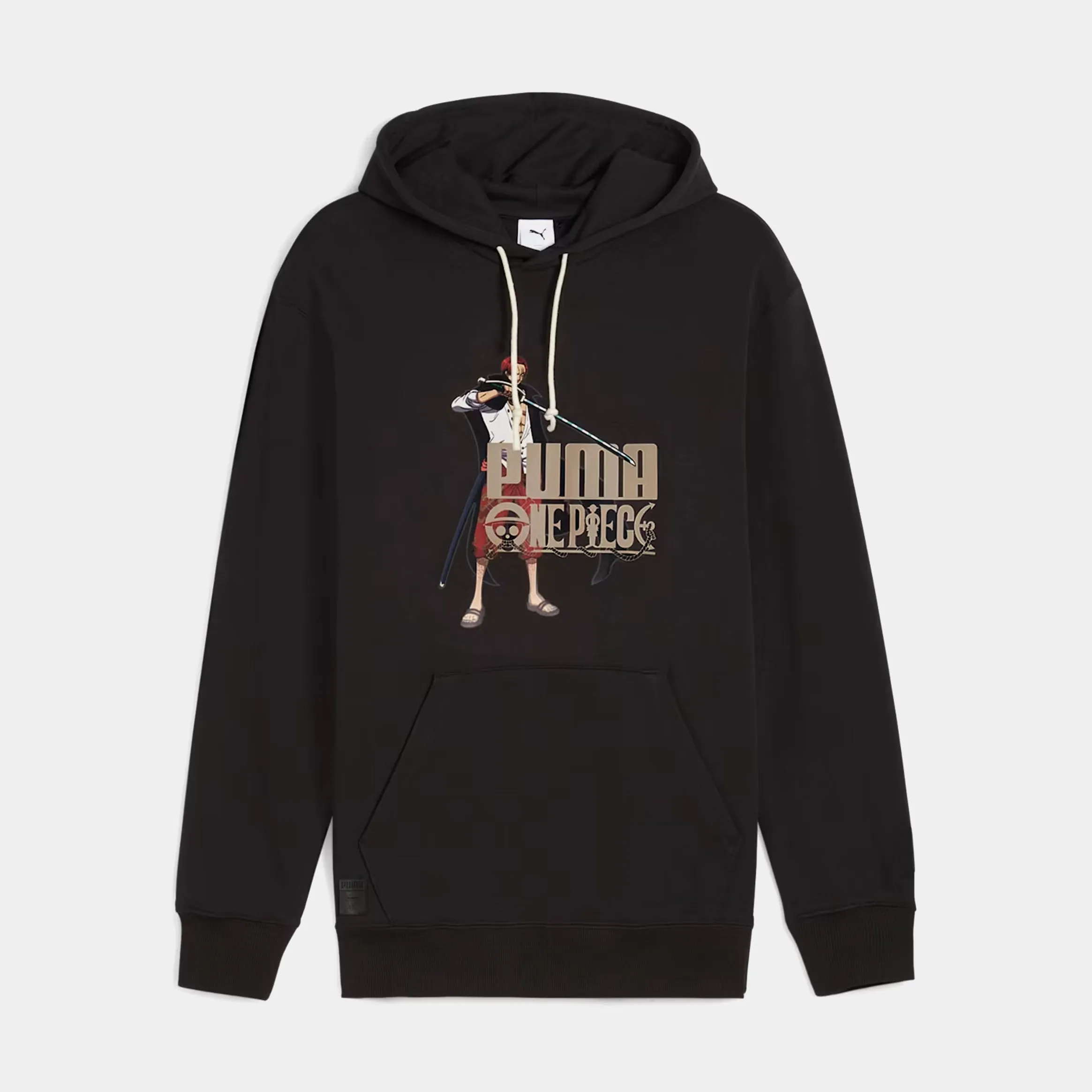 One Piece Pullover Mens Hoodie (Black/Beige) Casual Hoodie Style