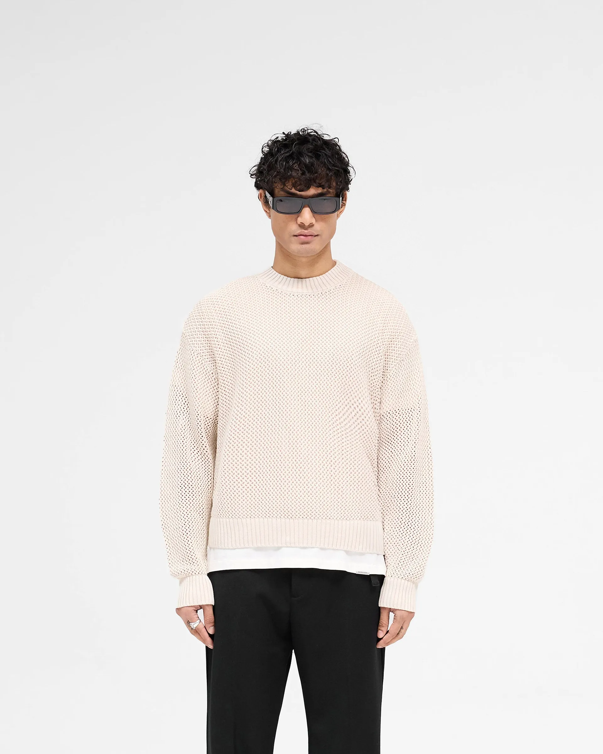 Daily Trend Open Gauge Knit Sweater - Off White