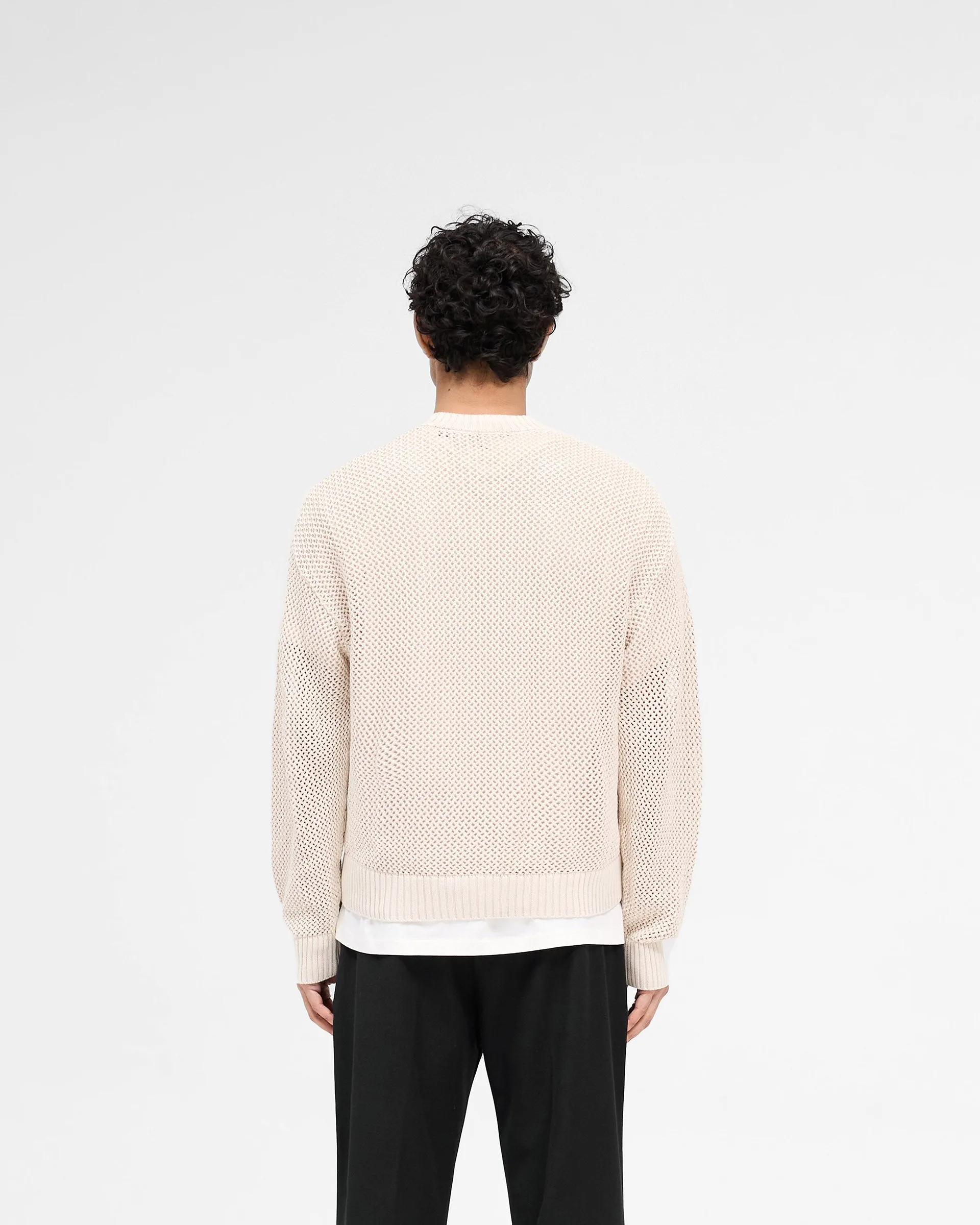 Open Gauge Knit Sweater - Off White Turtle Neck Variant