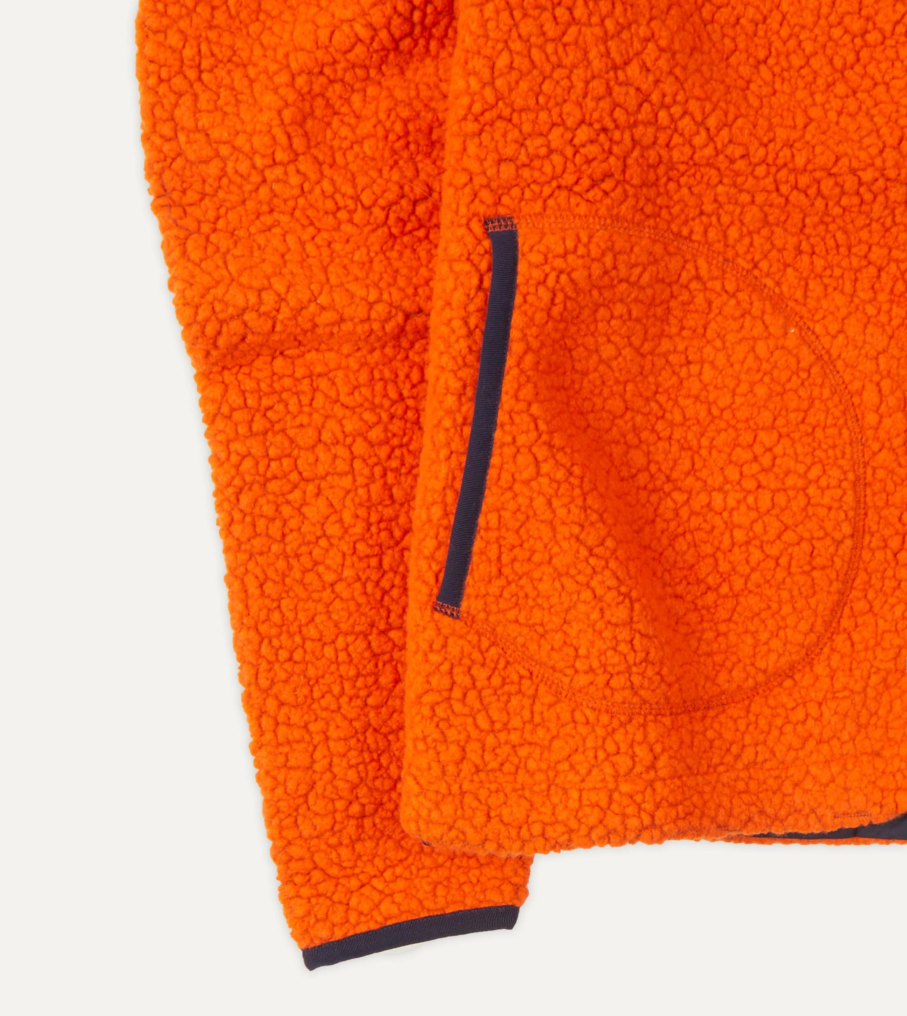 Quick Pull Zipper Non Irritating Tags Orange Boucle Wool Zip Fleece Jacket