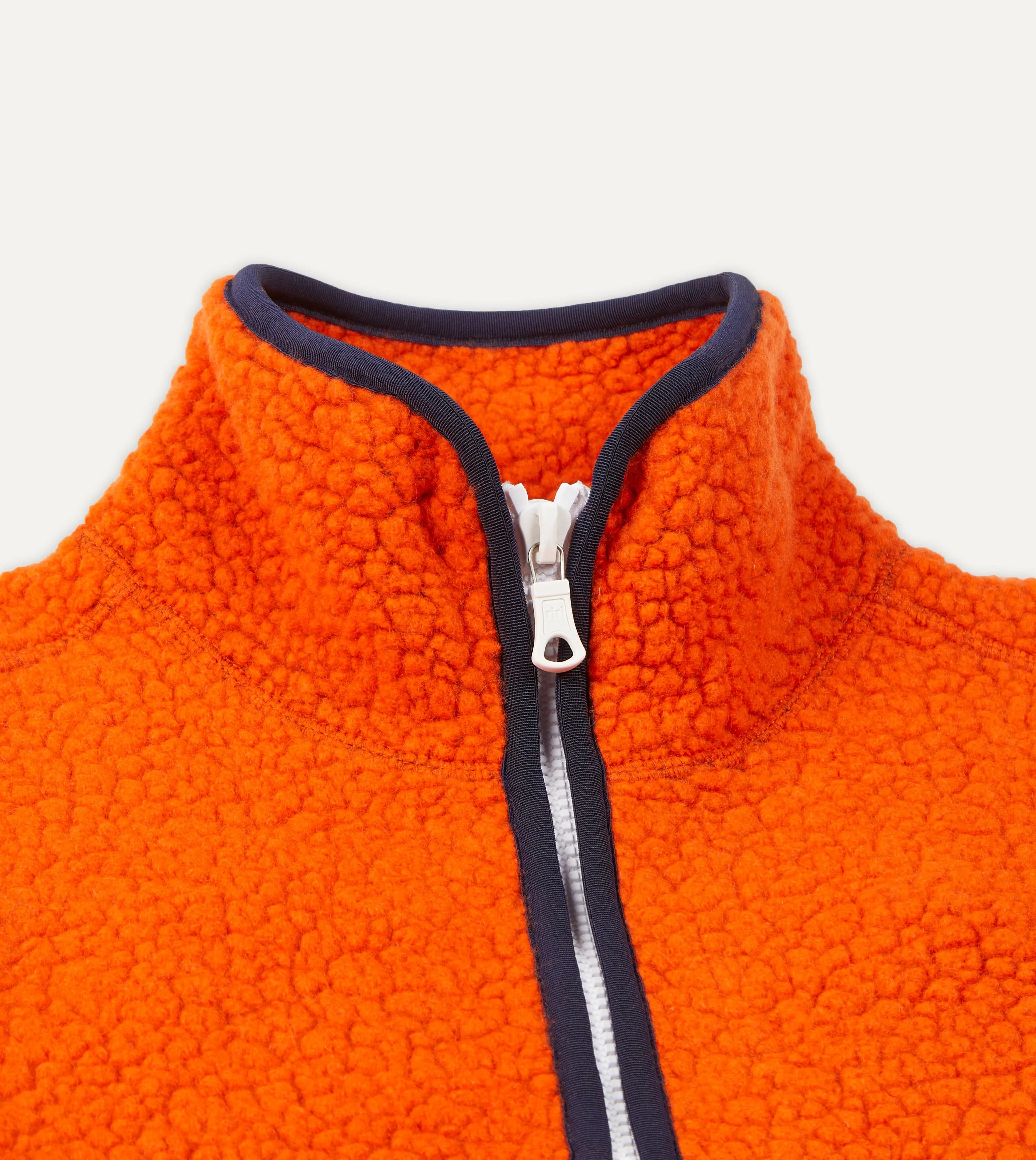 Casual Classic Smooth Zipper Track Orange Boucle Wool Zip Fleece Jacket