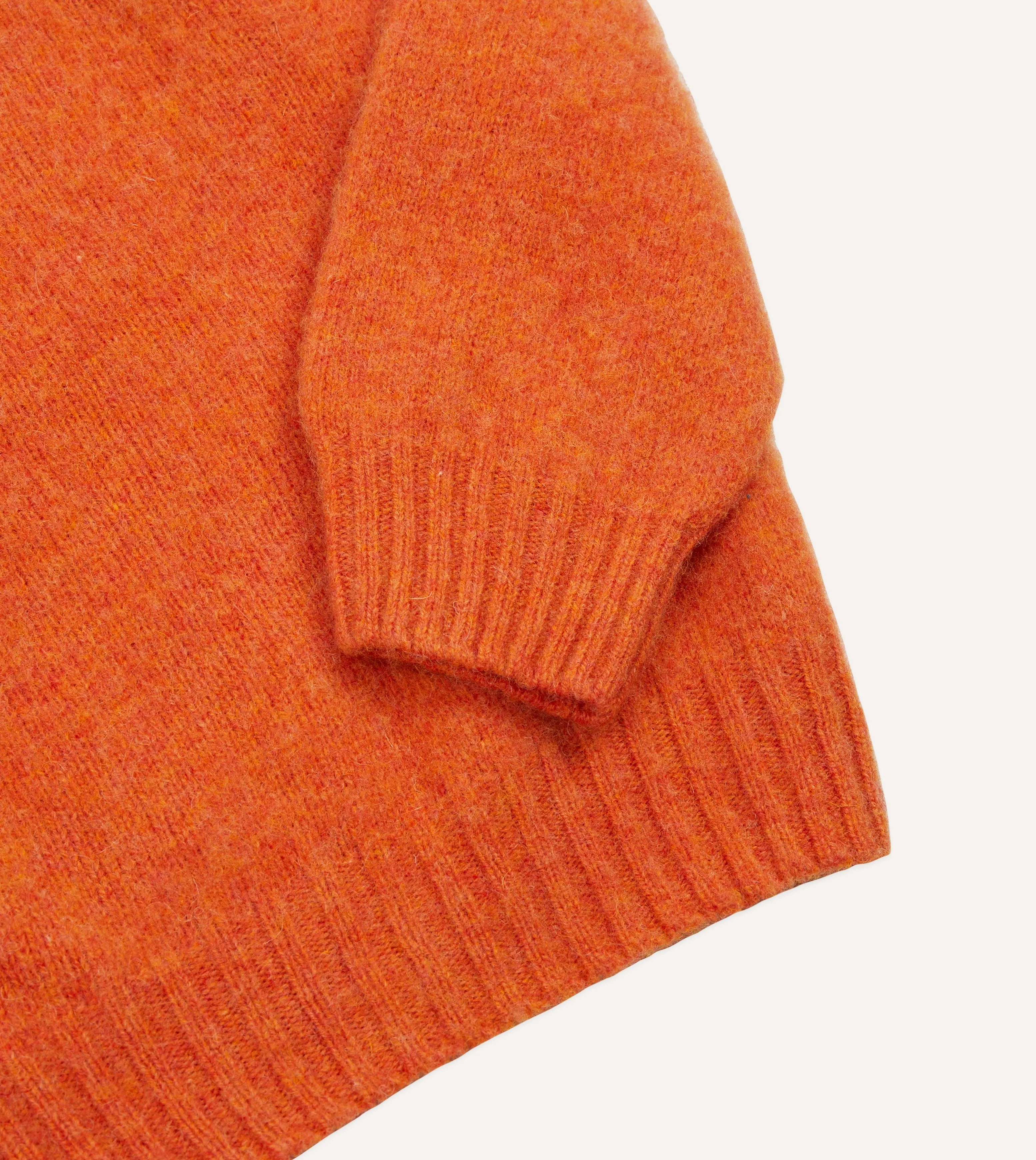 Odor Resistant Treatment Orange Brushed Shetland Crew Neck Jumper