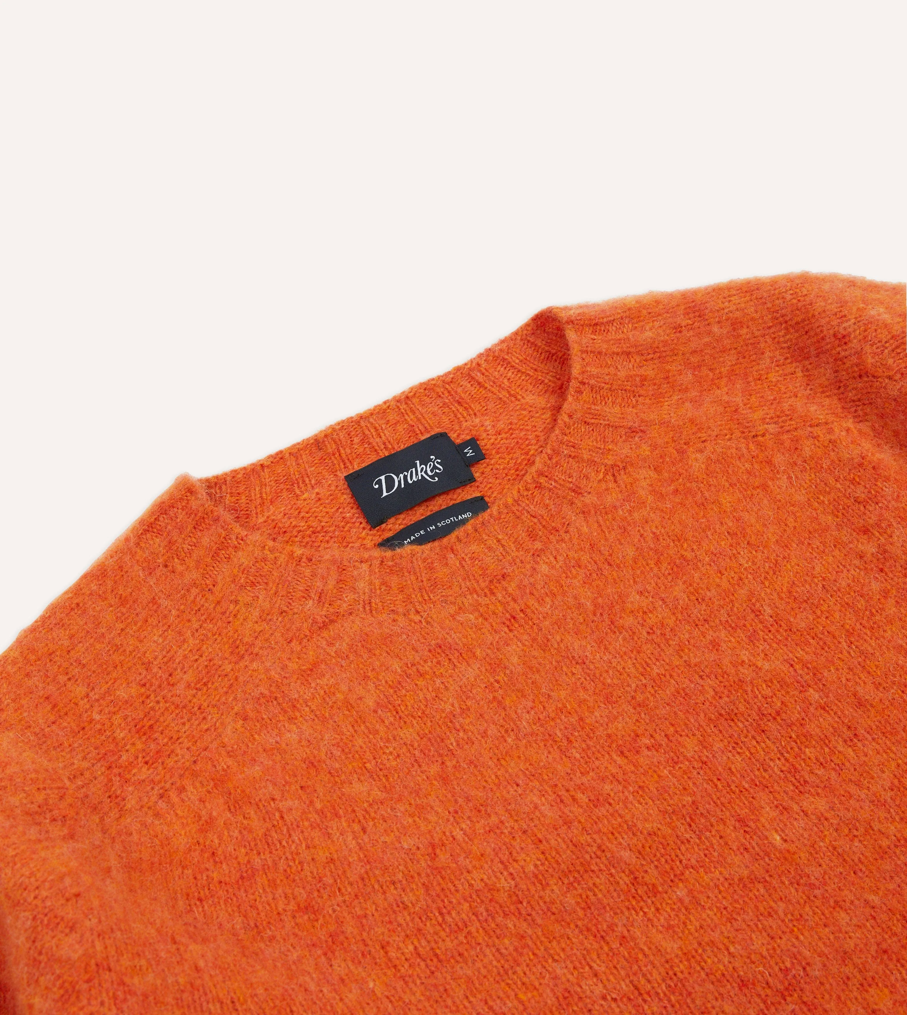 Orange Brushed Shetland Crew Neck Jumper Fall Ready Luminous Thread Accents
