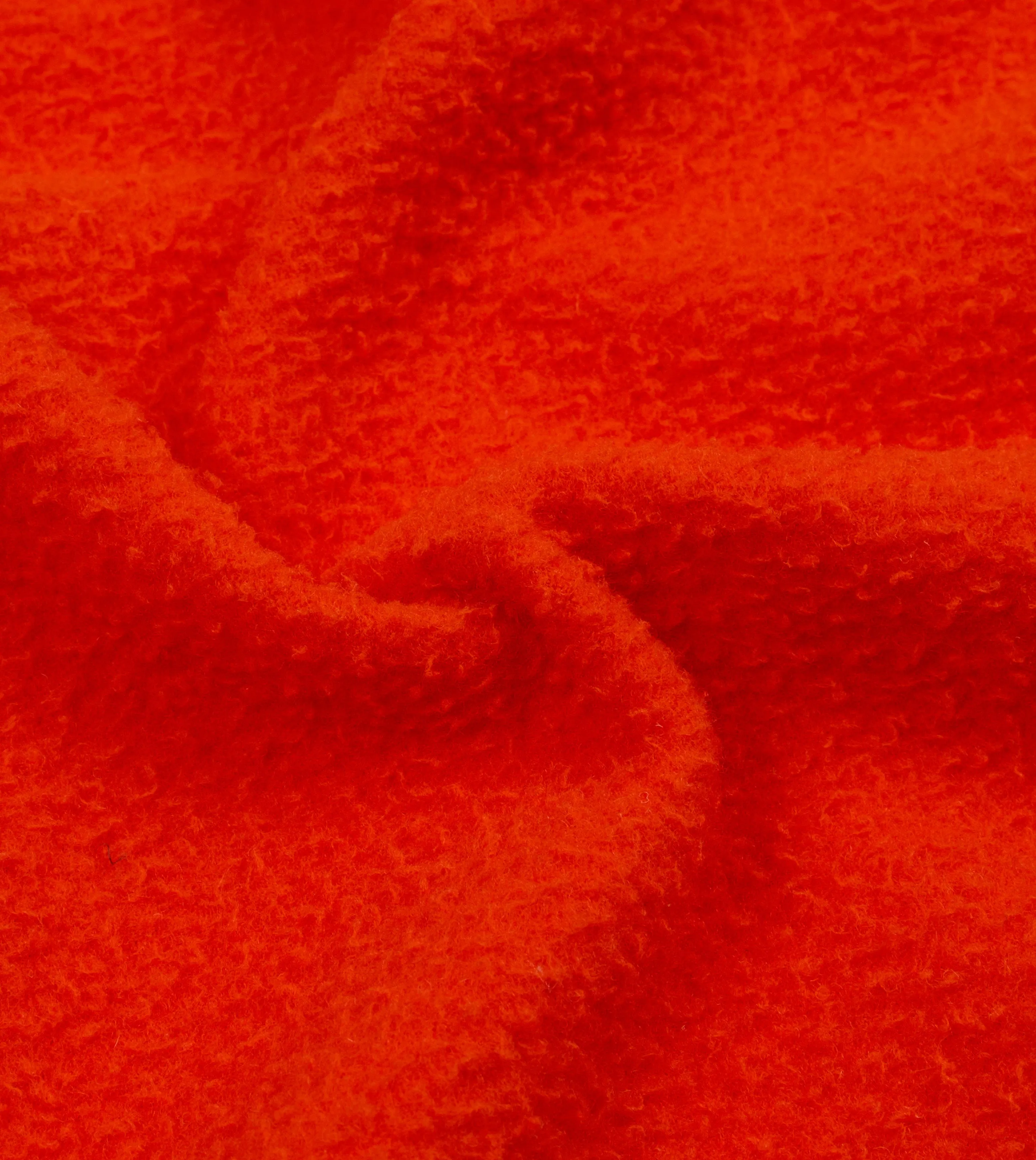 Orange Casentino Wool Half-Zip Pullover Fleece Velcro Fasten Effortless Layer