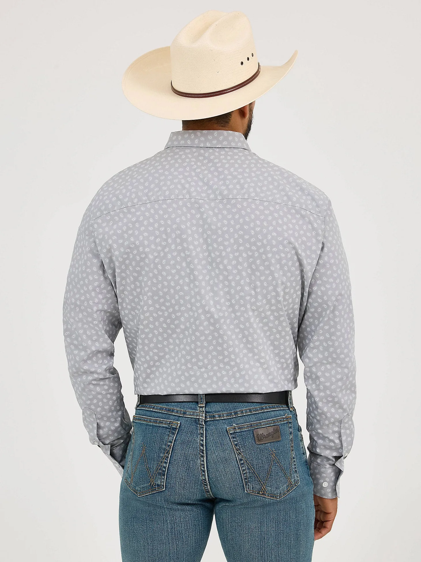 Wrangler Men's Cody Johnson L/S Paisley Button Down Shirt in Slate Grey Perfect Design