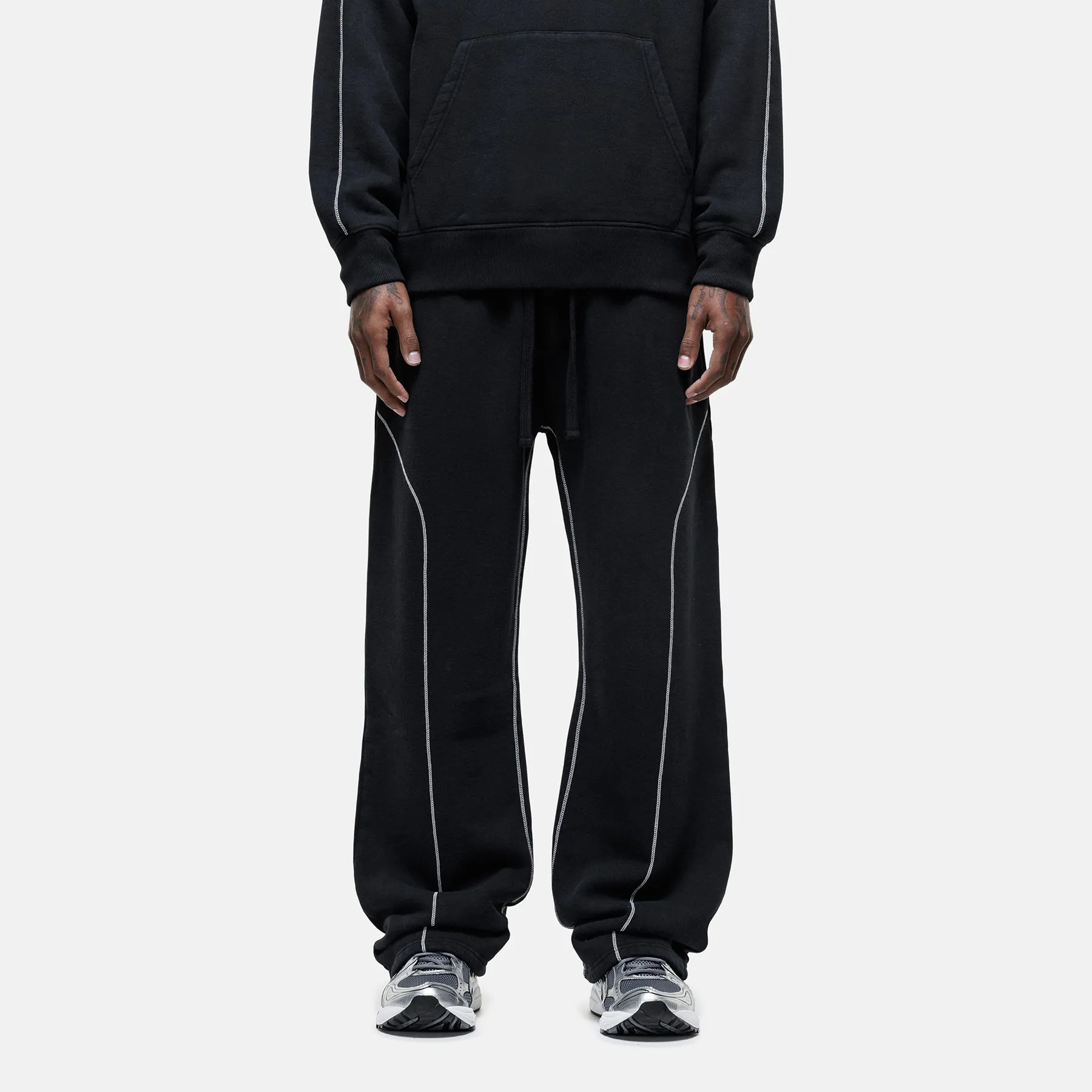 OdorResistantTreatment Overlock Washed Black Sweatpants
