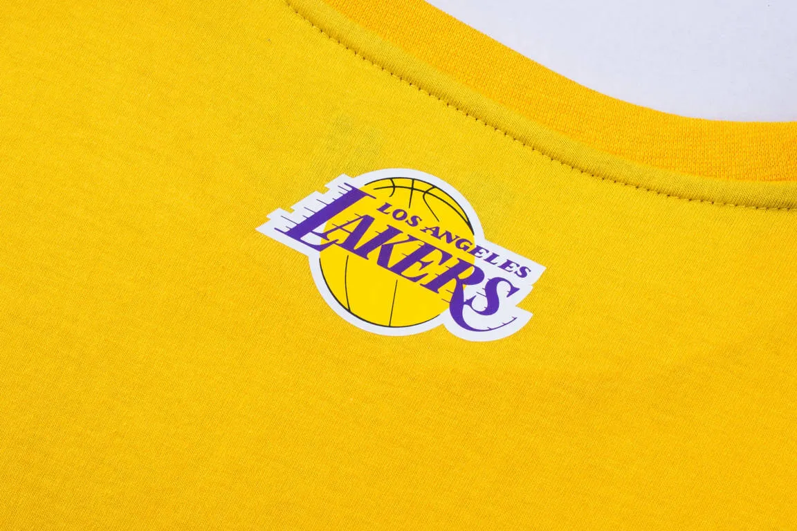 NBA BASICS PRIMARY LOGO T-SHIRT - YELLOW Stretch Fit Fabric Ultra Soft Weave