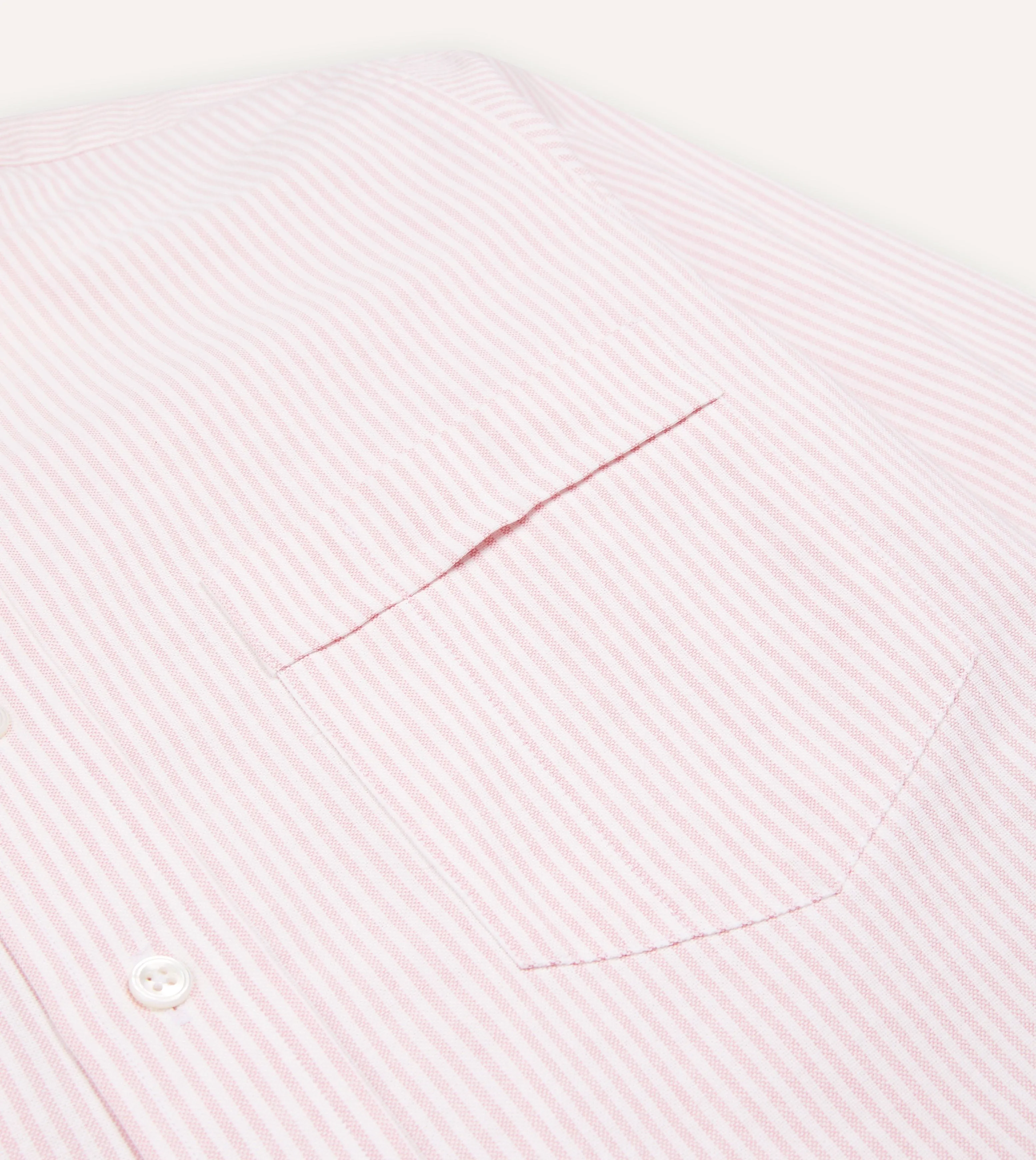 Pale Pink Ticking Stripe Cotton Oxford Cloth Button-Down Shirt Smooth Seam Technology Hypoallergenic fabric