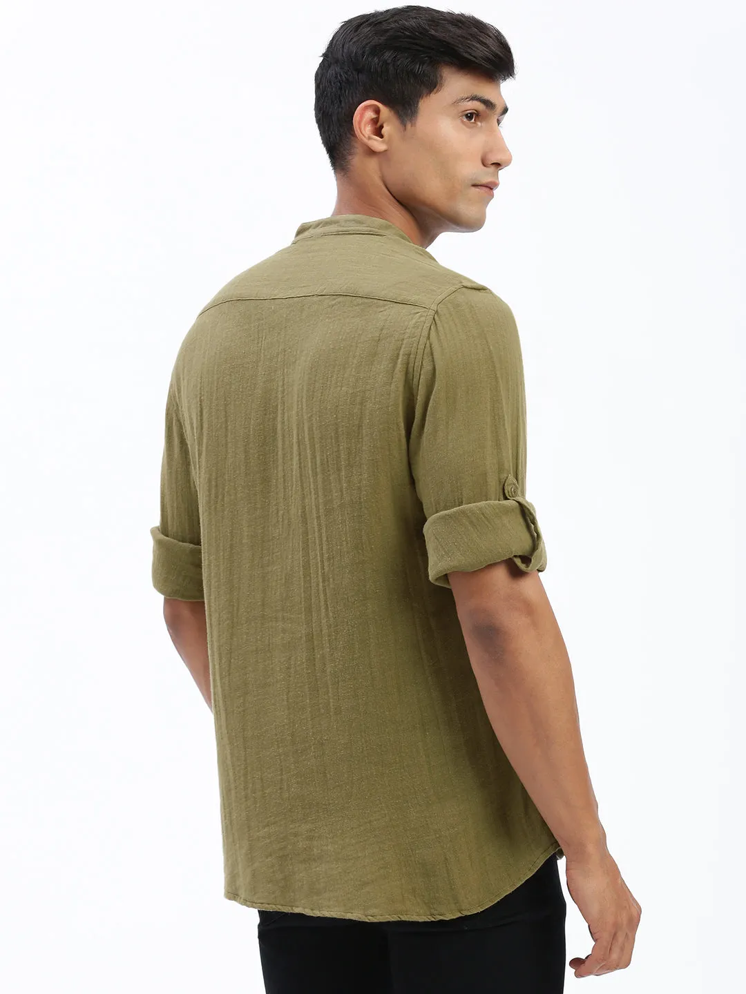 Men's Olive Solid Shirt temperature regulation