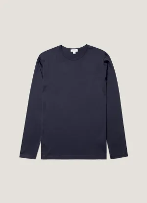 Men's Classic Long Sleeve T-shirt in Navy Soft Breathable Essential Layer