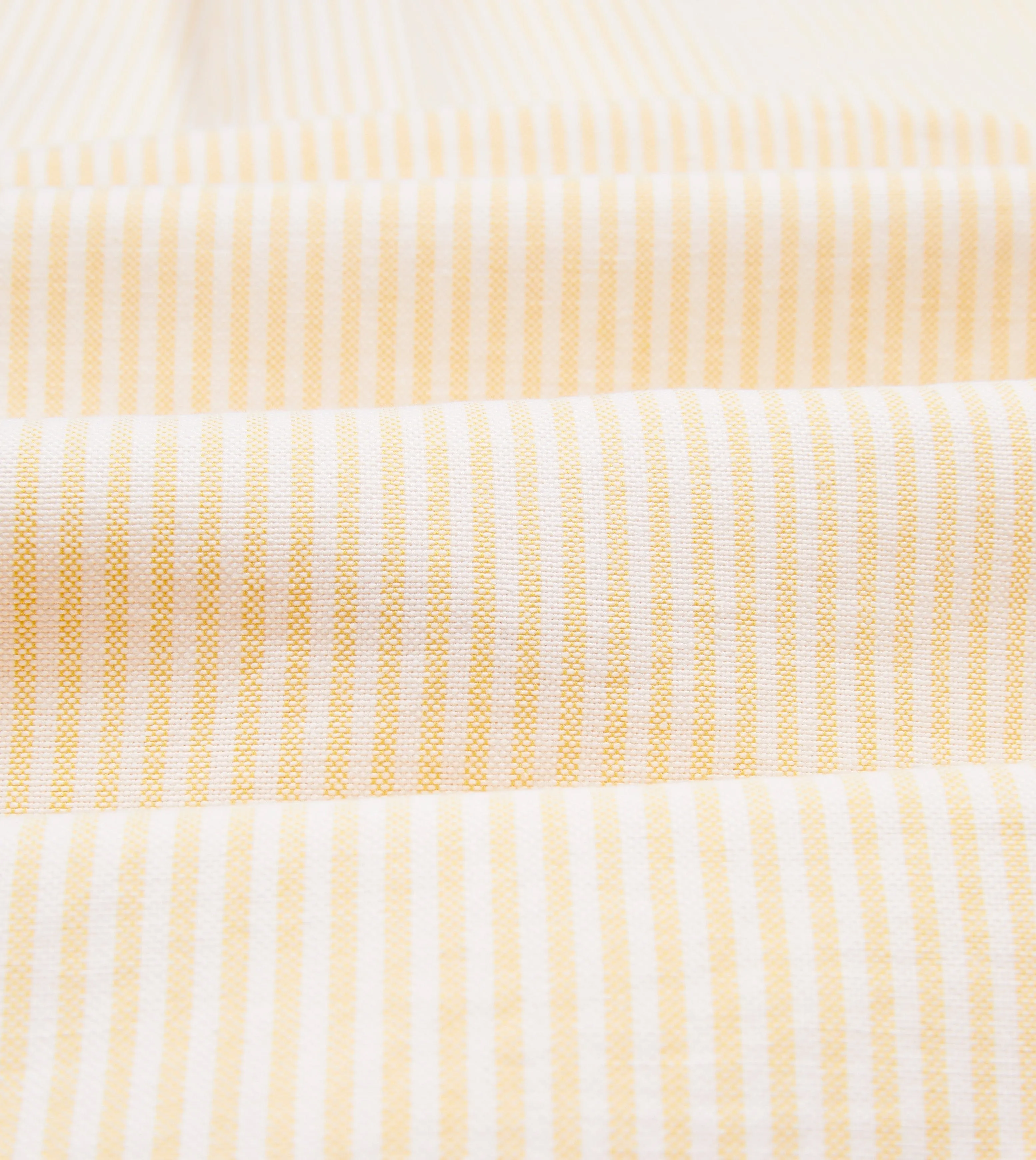 Yellow Ticking Stripe Cotton Oxford Cloth Button-Down Shirt Outdoor Outfit Style Casual Flex Design