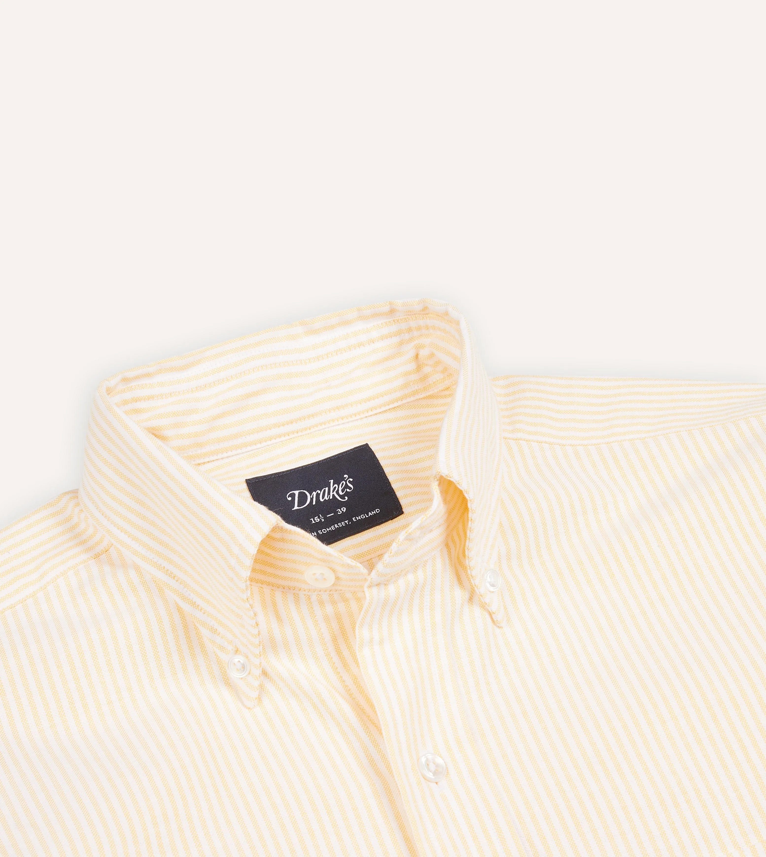 Cozy Comfort Lightweight Shirt Yellow Ticking Stripe Cotton Oxford Cloth Button-Down Shirt