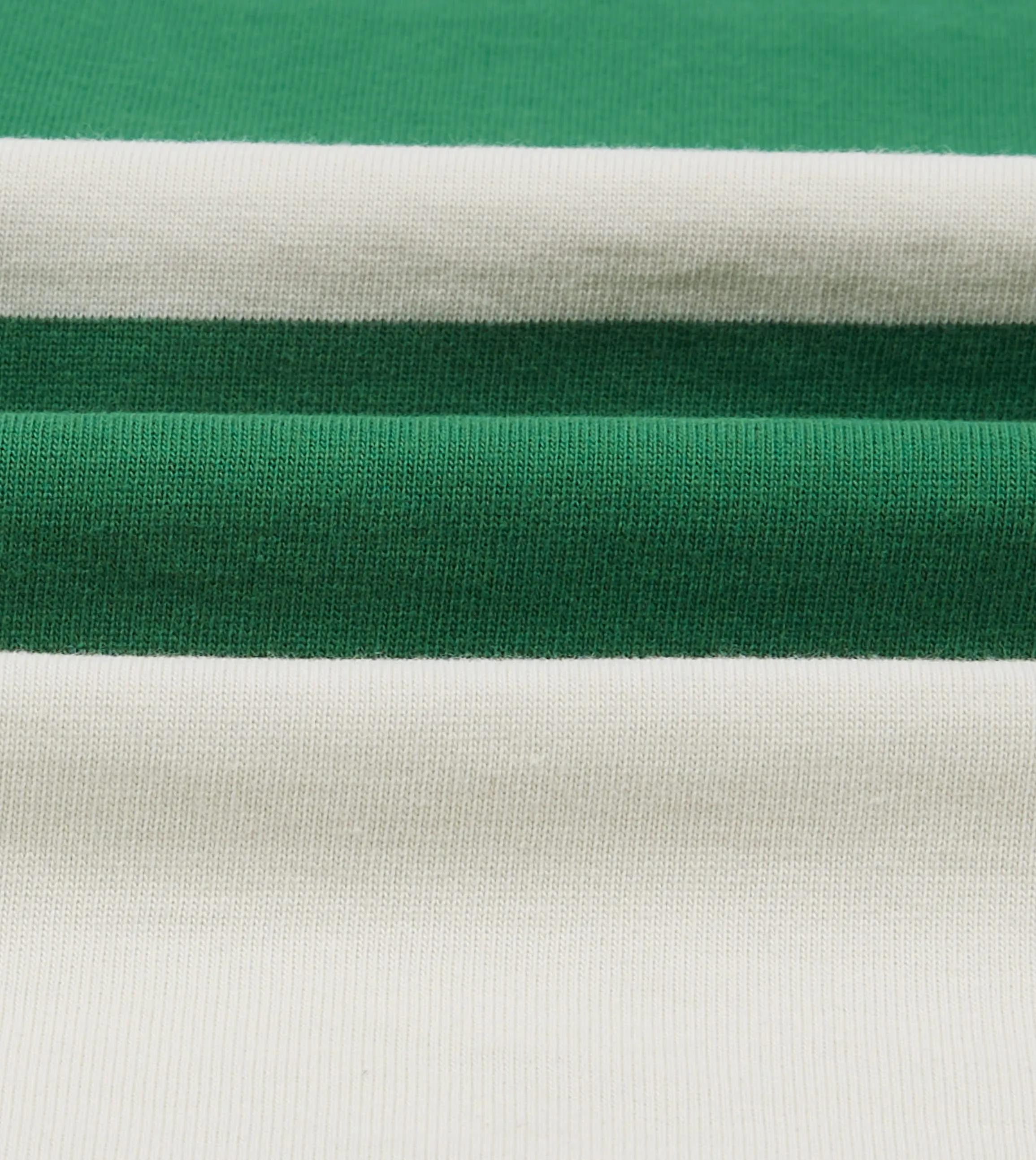 Wrinkle Resistant Texture Green and White Stripe Cotton Mandarin Collar Rugby Shirt