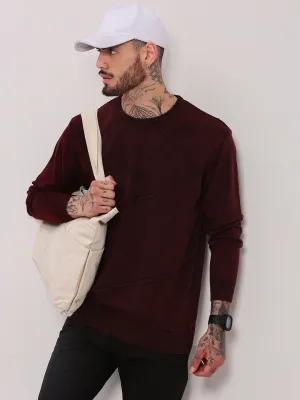 Men's Maroon Full Sleeve Sweater Sleek Surface