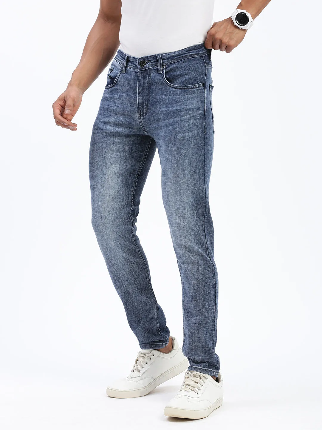 Men's Blue Tapered Fit Jeans Ready to Wear