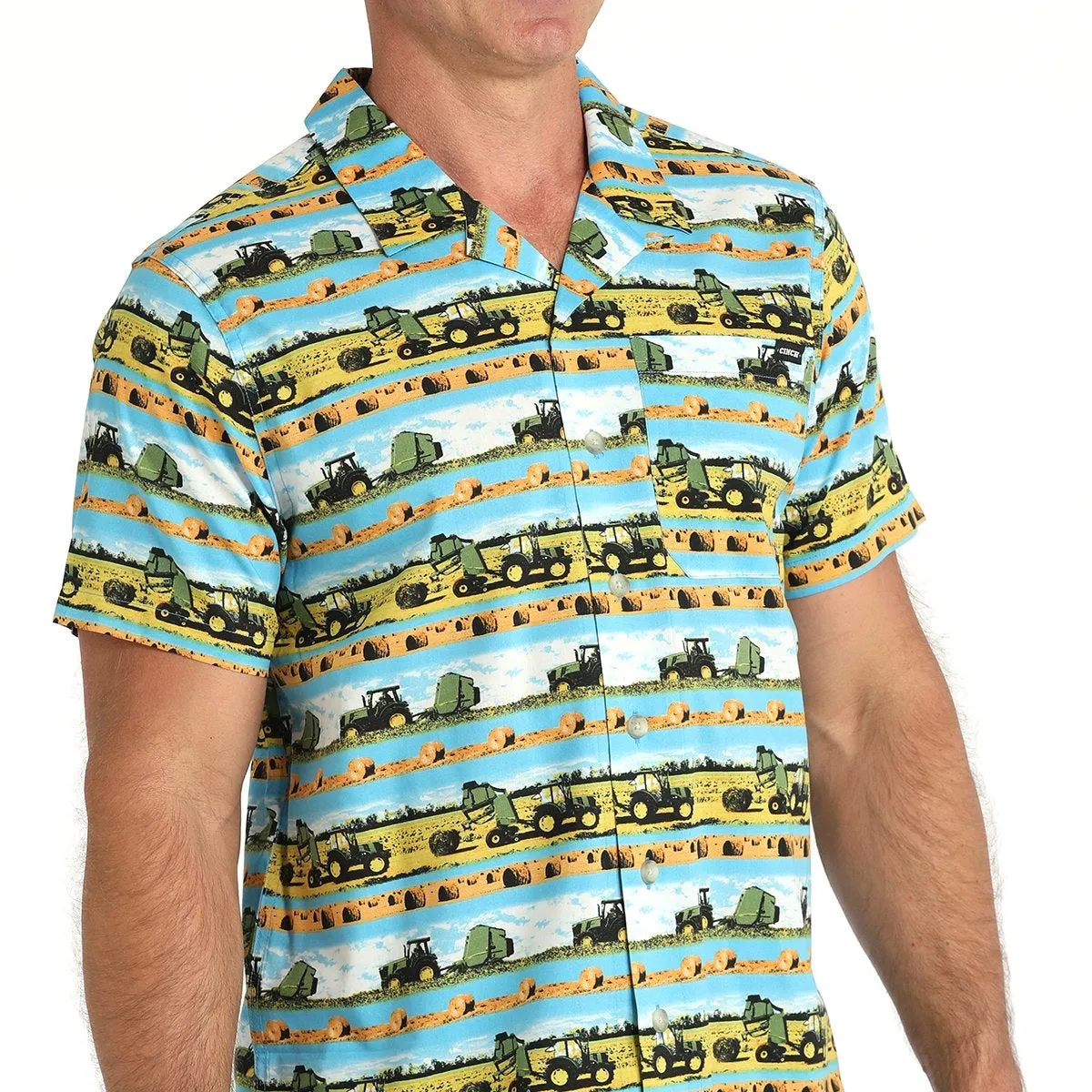 Cinch Men's Hayin' Season Short Sleeve Camp Shirt Everyday apparel Weekend Smart Look