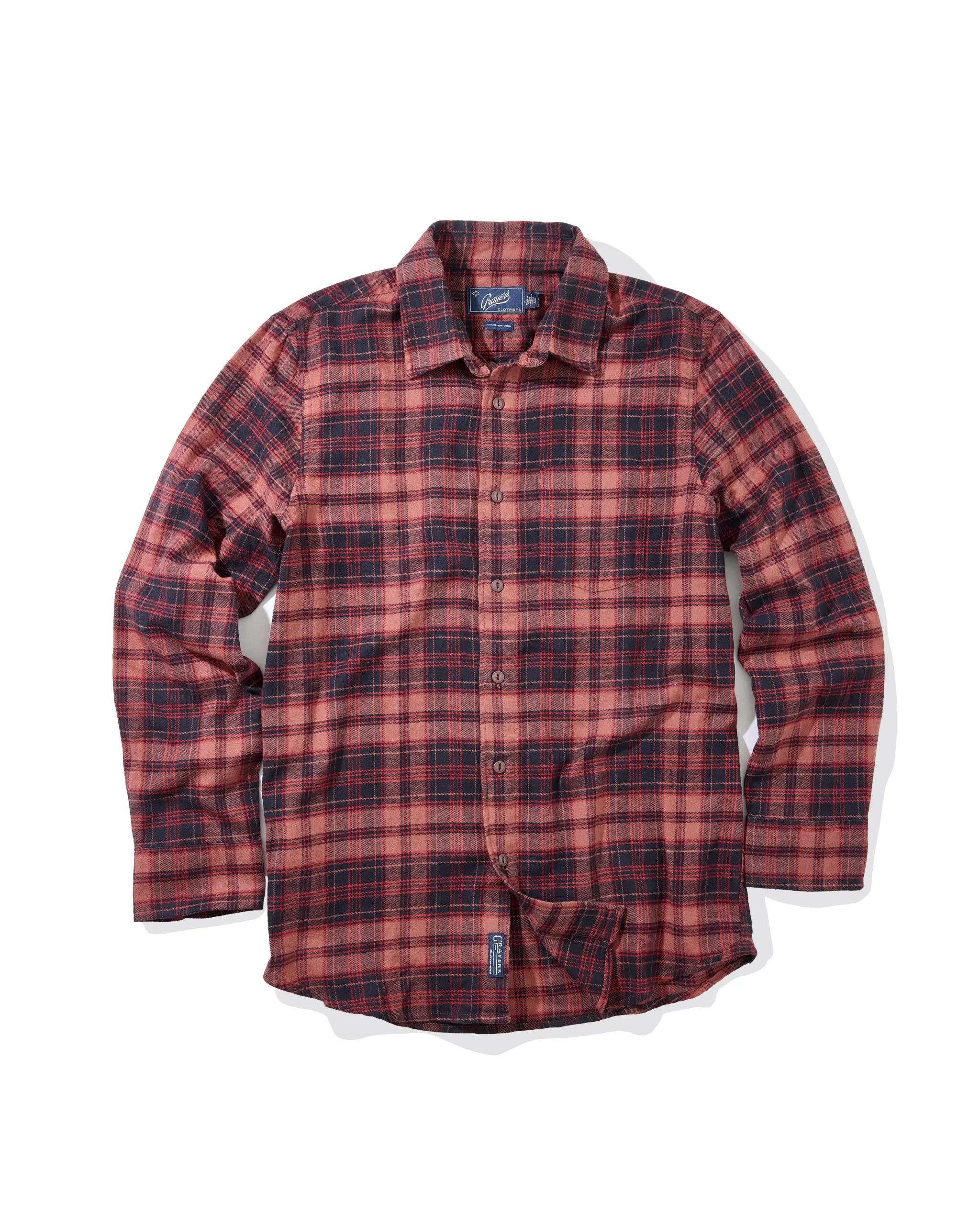 Shady Grove Stretch Flannel - Red Mahogany Standard Body Fit