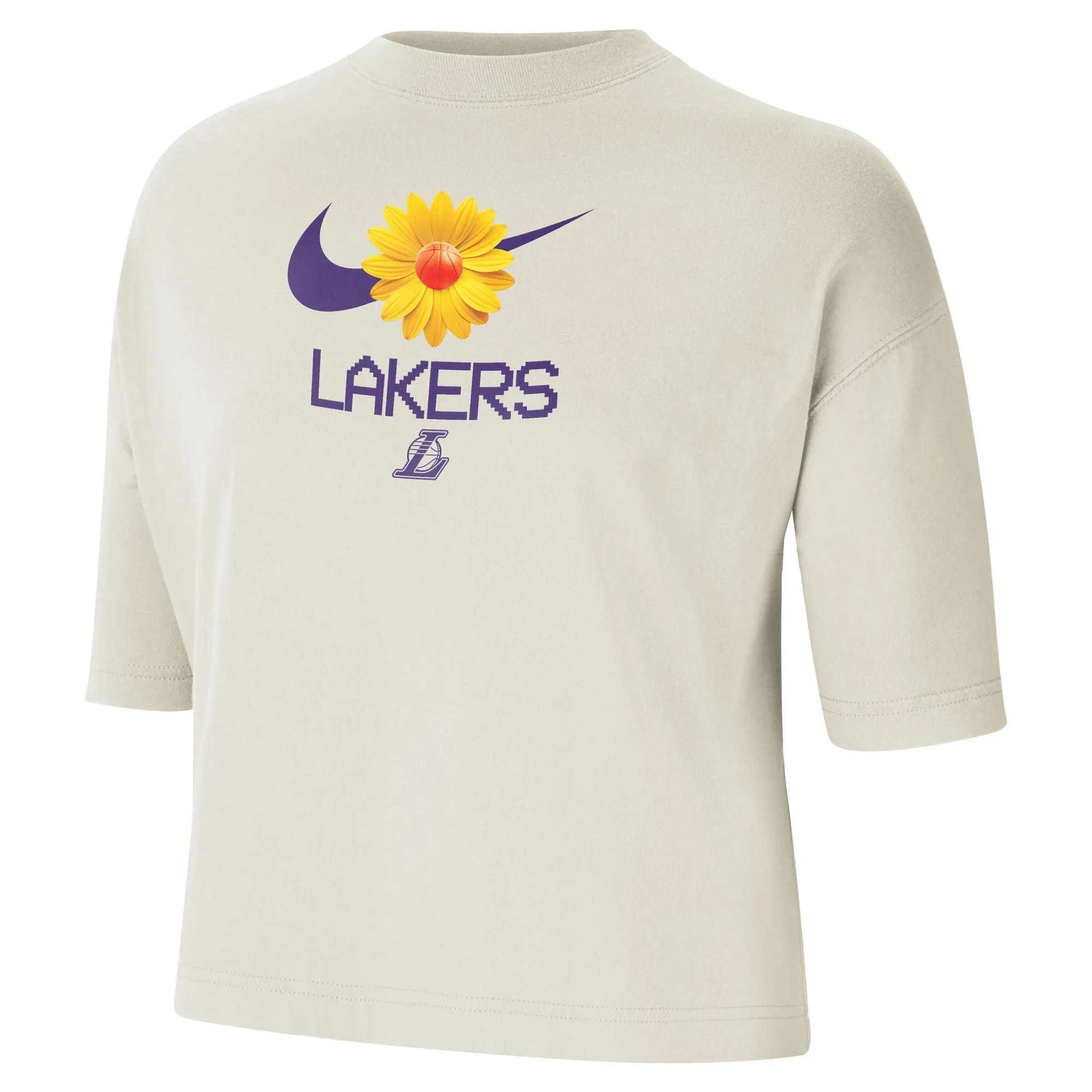 Los Angeles Lakers Warriors Courtside Women's Boxy T-Shirt Sun Protection Fabric High Breathability Mesh