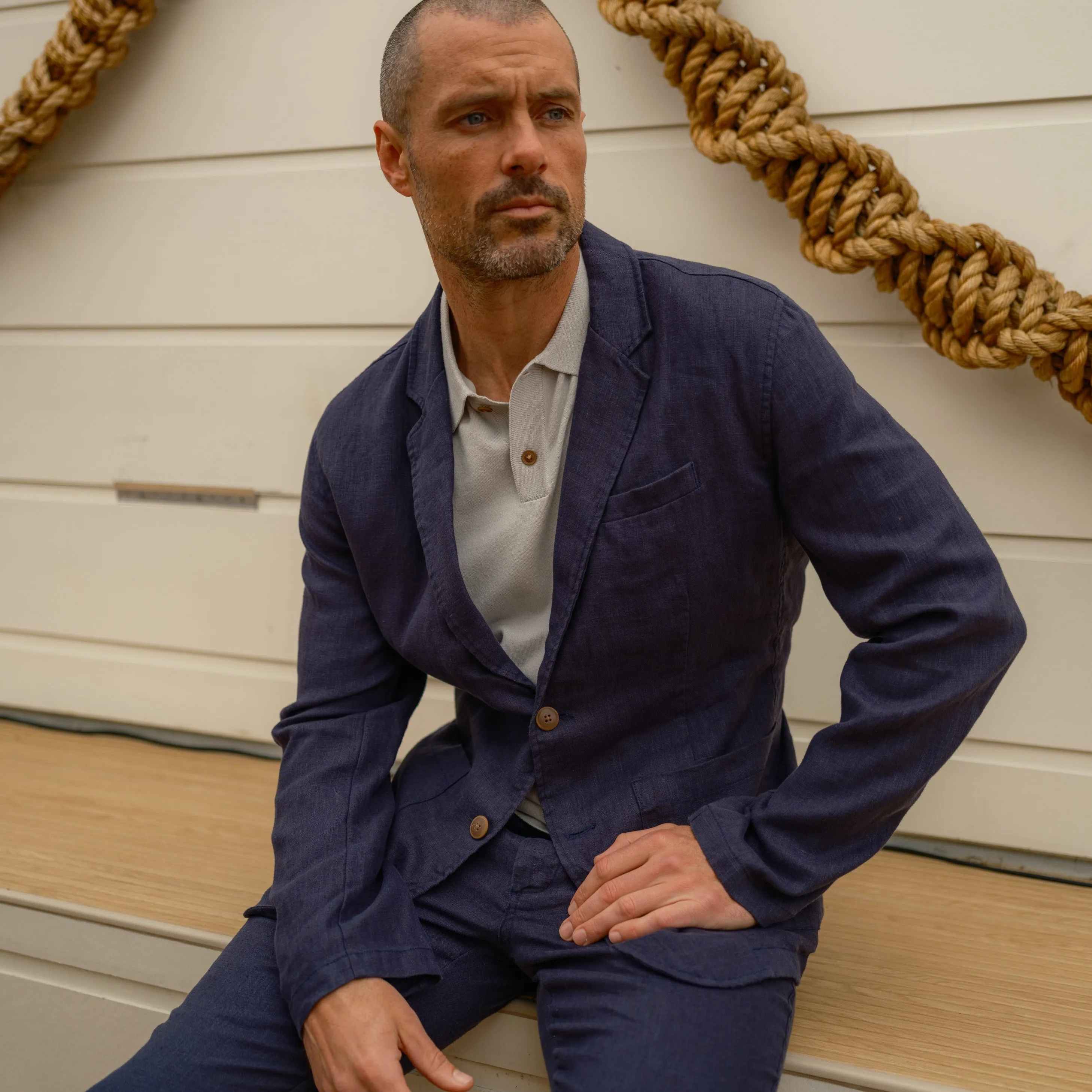 Bal Harbour 2 Button Linen Blazer - Navy Ventilation Vents Balanced Insulation