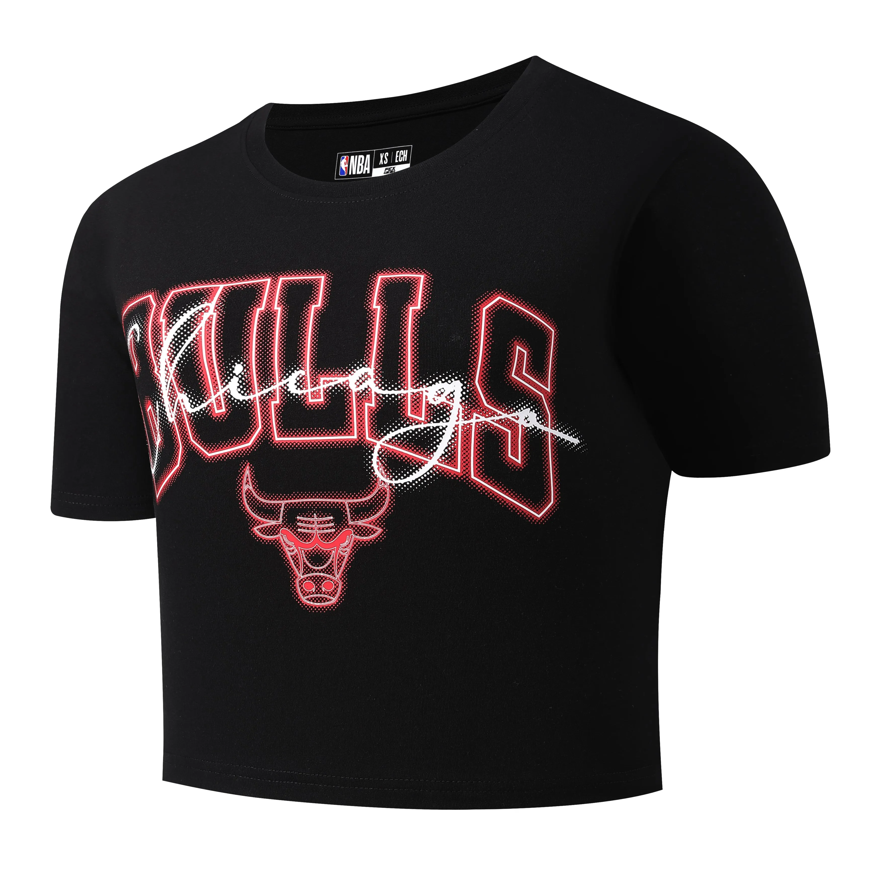 NBA Chicago Bulls Glowy Tee Program Women's Crop Top Bonded Seamless
