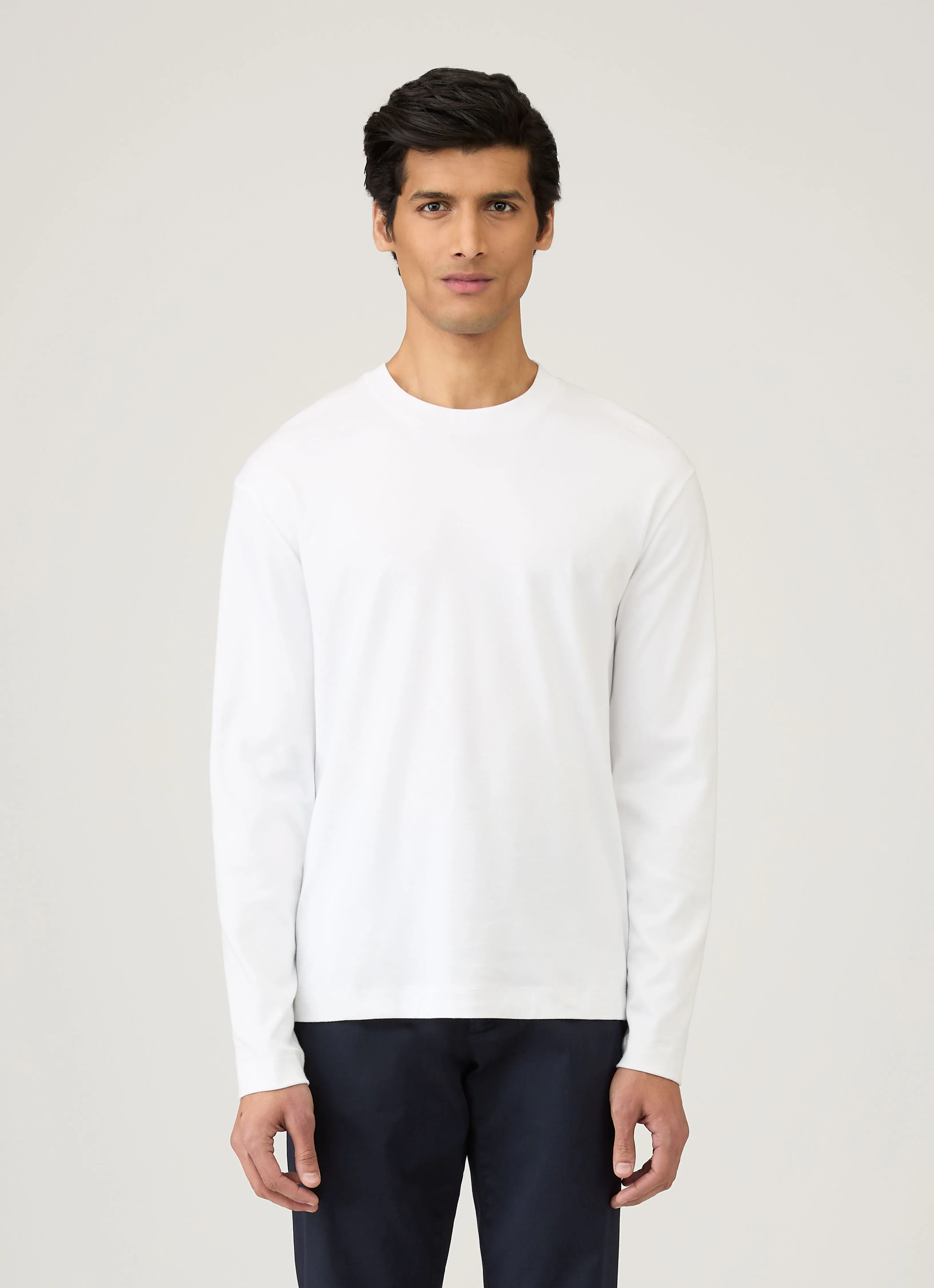 Men's Long Sleeve Heavyweight T-shirt in White Pocket Reinforcement Snag Resistant Surface