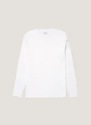 Stretch Fabric Technology Summer Casual Men's Long Sleeve Heavyweight T-shirt in White