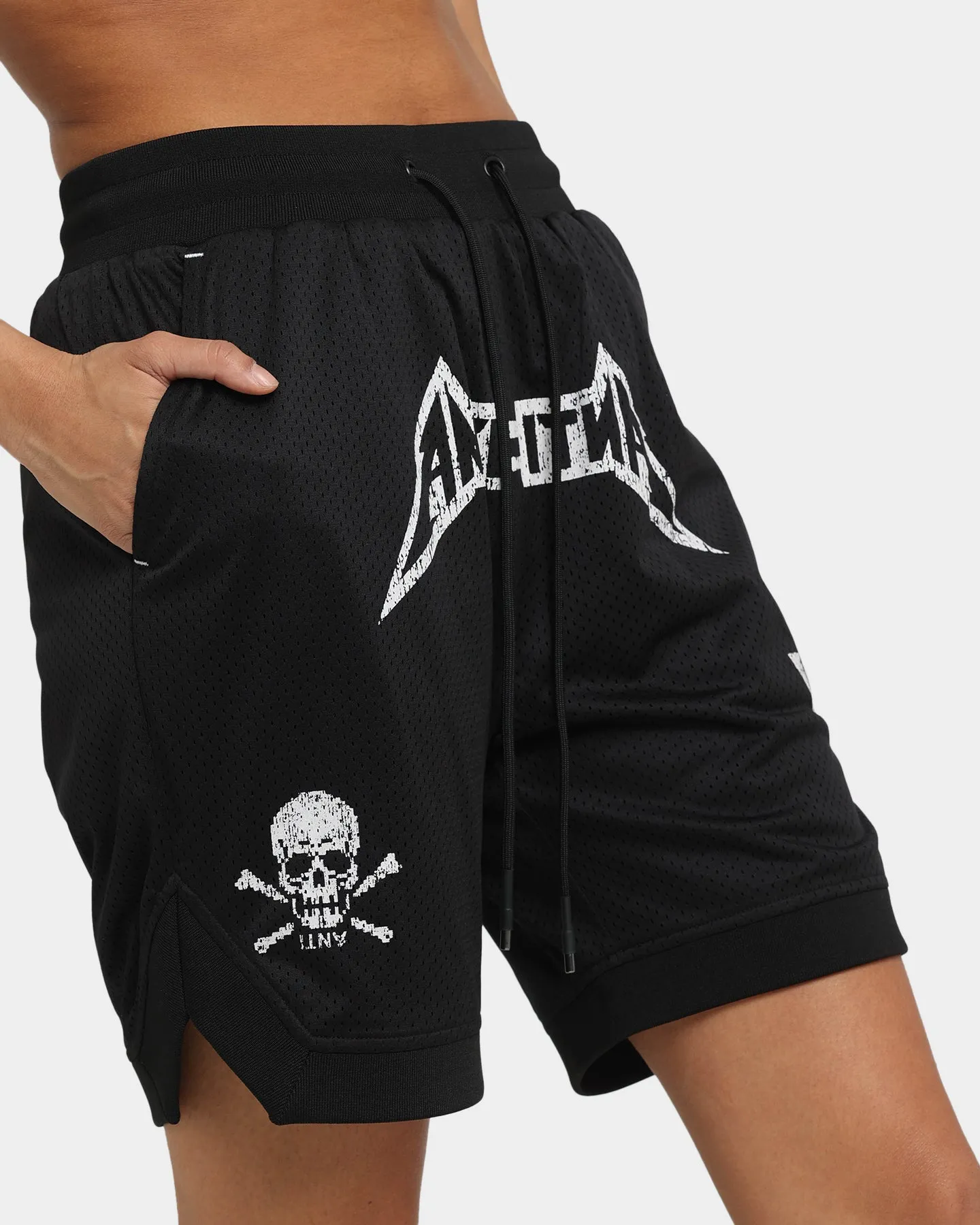 The Anti Order Heavy Metal Basketball Shorts Black/White Roomy Fit Relaxed Fit Design