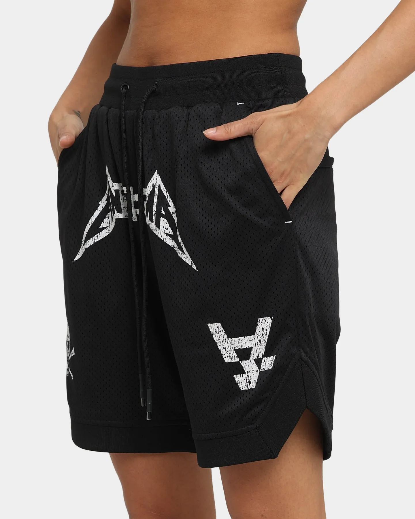 Minimal Finish Compression Fit The Anti Order Heavy Metal Basketball Shorts Black/White