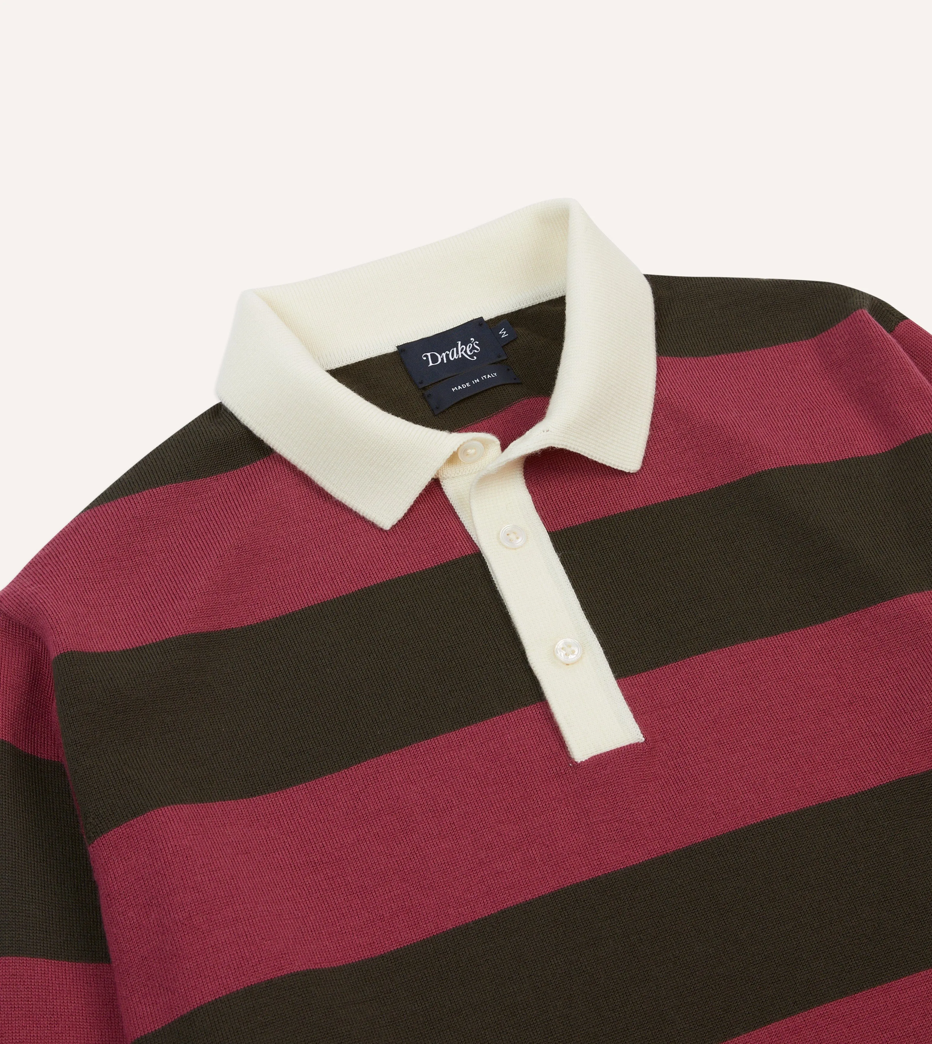 Pink and Olive Block Stripe Knitted Rugby Shirt Cool Design Chic Cut