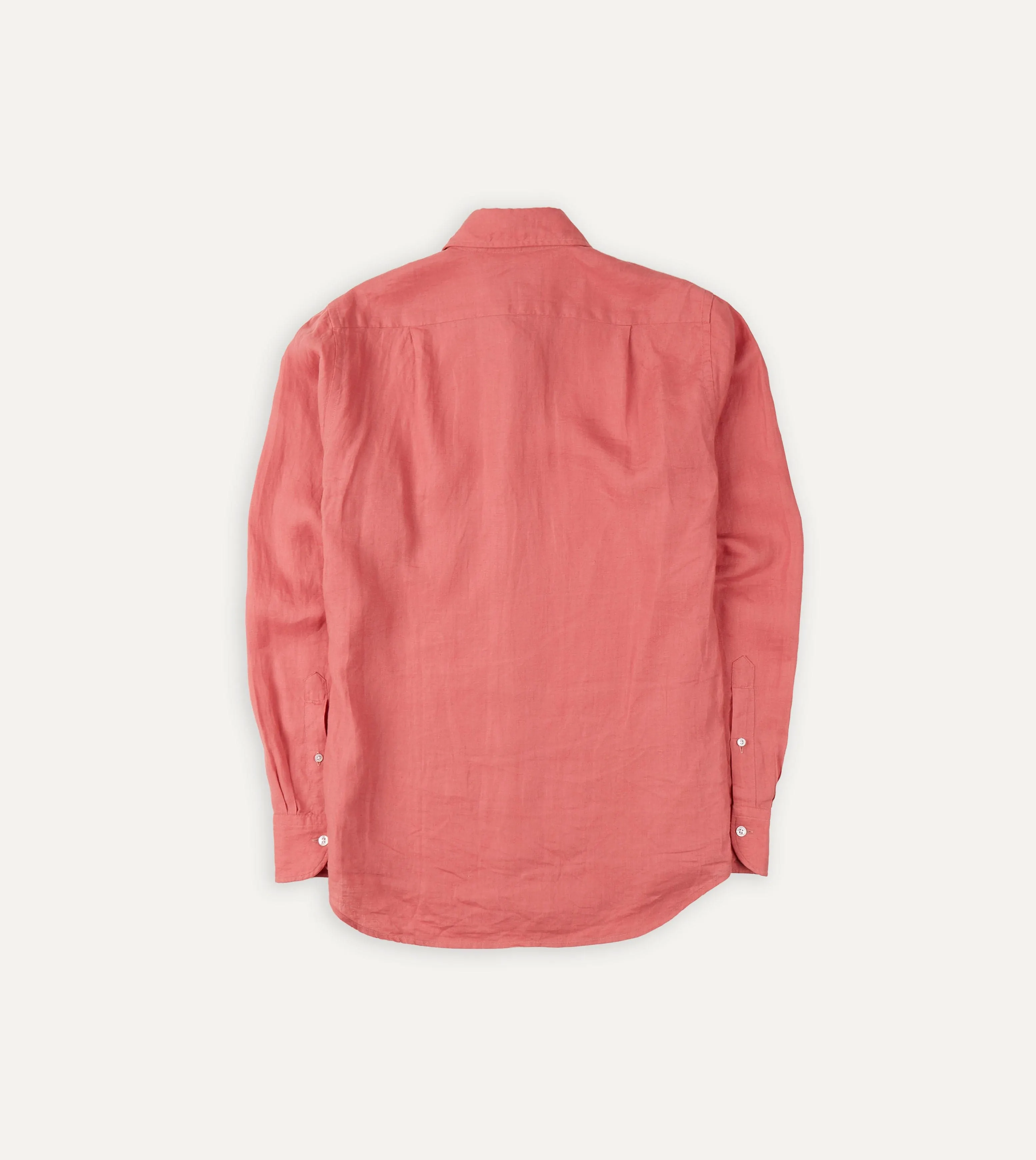 Pink Linen Spread Collar Shirt Comfy Comfort Layered Collar Structure