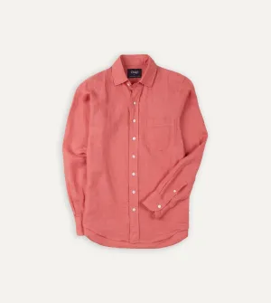 Pink Linen Spread Collar Shirt Biodegradable Options