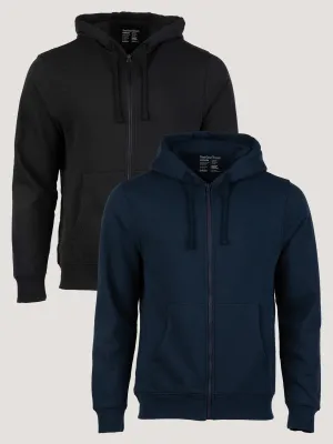 Zip-Up Hoodie Black   Dark Navy 2-Pack product marketing