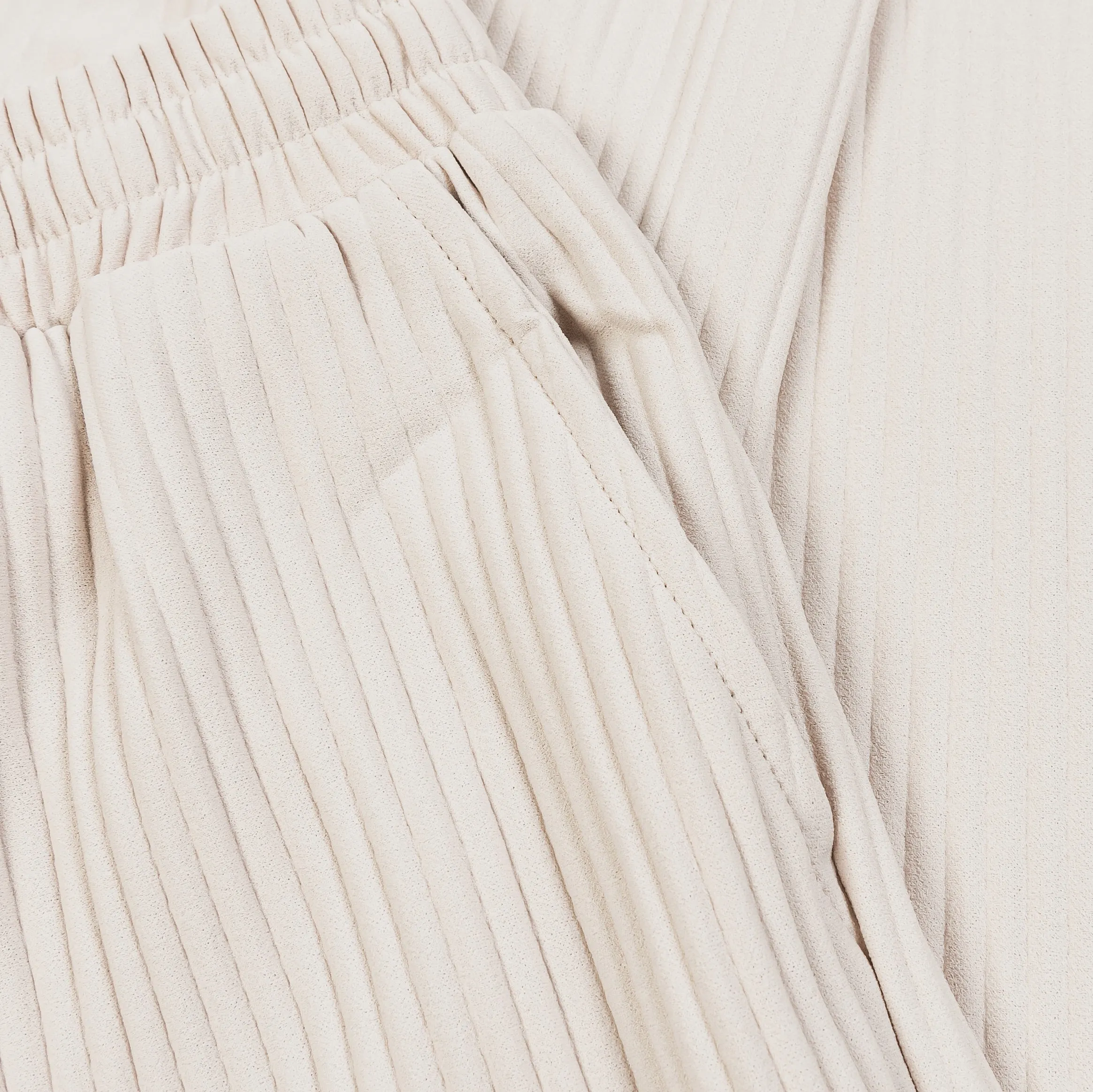 Pleated Woven Mens Pants (Cream) Smooth Finish Heat Control