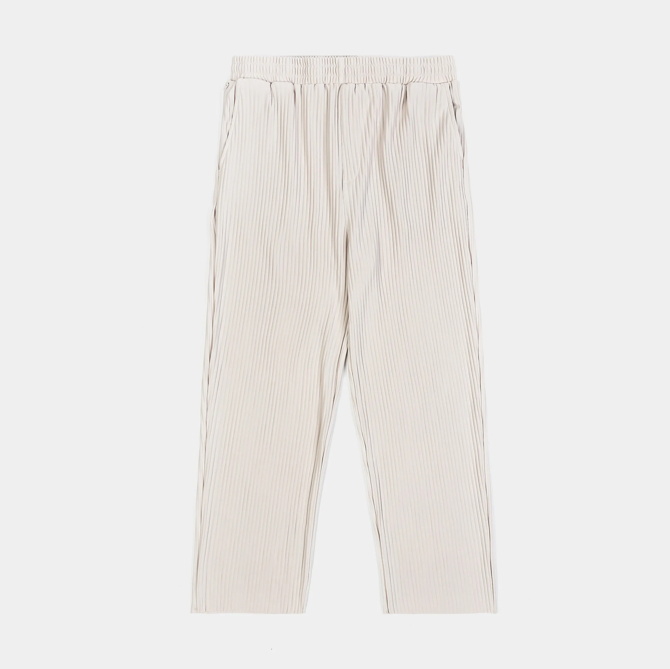 Pleated Woven Mens Pants (Cream) No Ride Up Design