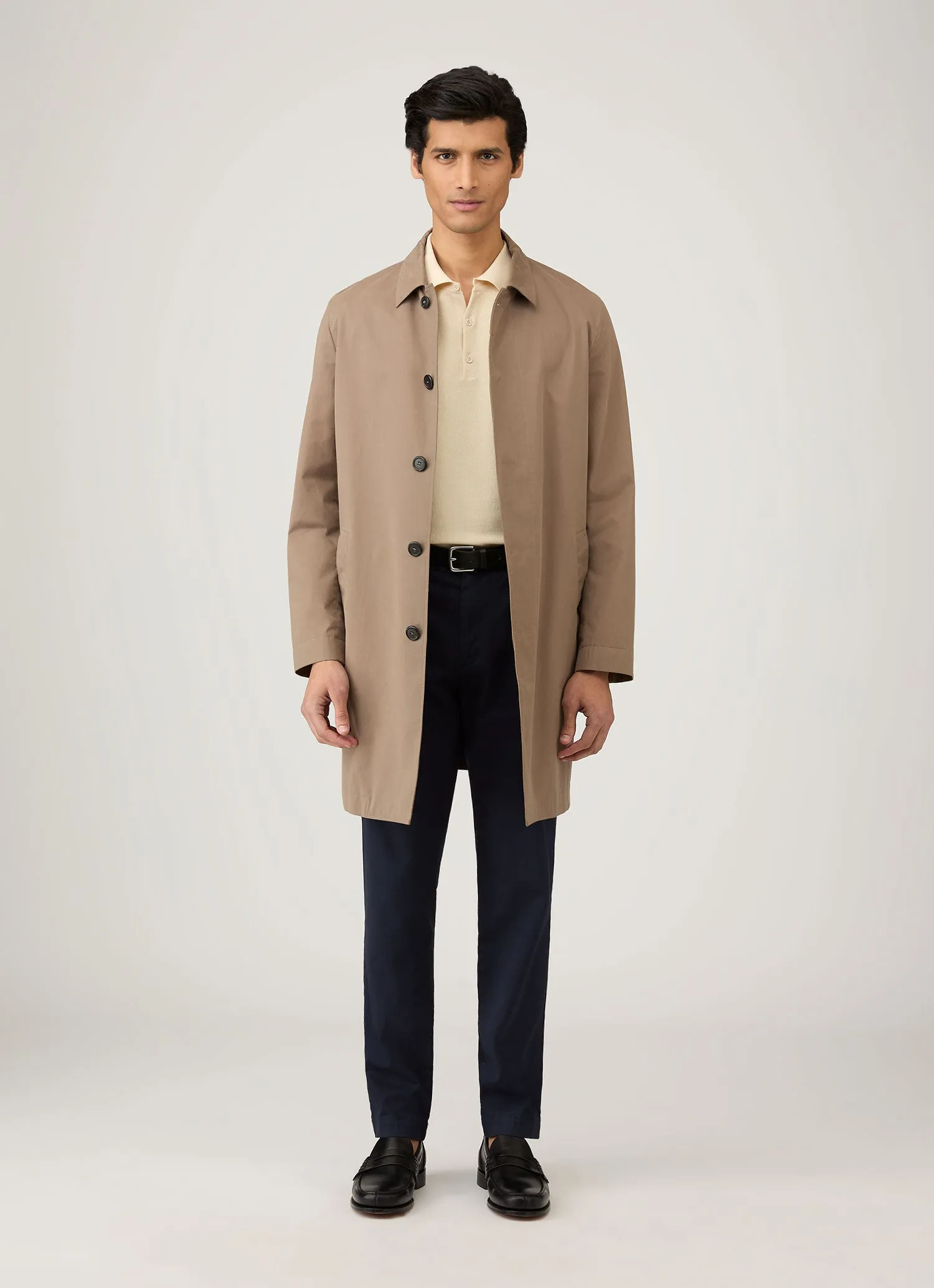 Calm Tones Men's Knit Polo Shirt in Ecru