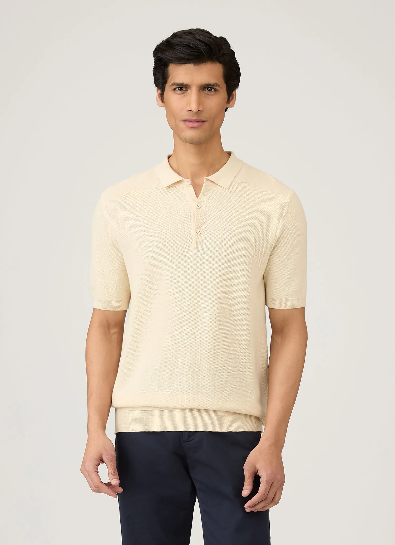 Men's Knit Polo Shirt in Ecru AirflowOptimized Pattern