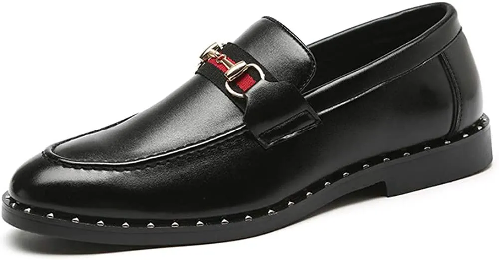 Black Penny Loafers for Men, Soft Fabric Leather Stylish Metal Buckle Mens Loafers, Classic Pointed Toe Dress Shoes &amp; Driving Shoes for Men Easy Sprint premium design