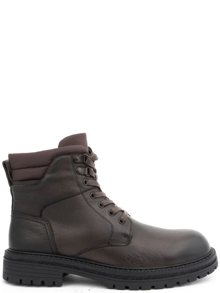 Shine Keep Rugged Leather Ankle Boots With Side Zipper