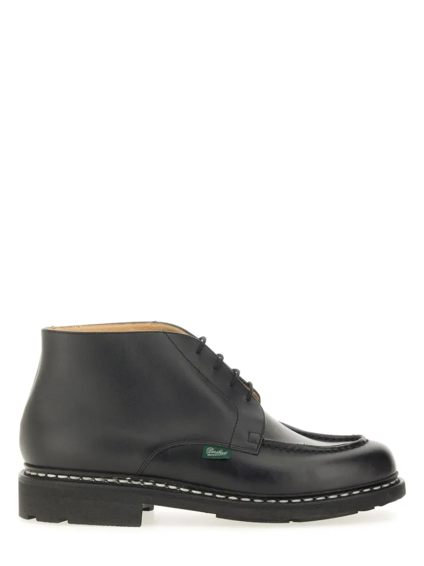 Calm Shade structured look Polished Leather Lace-Up Boot With Rounded Toe