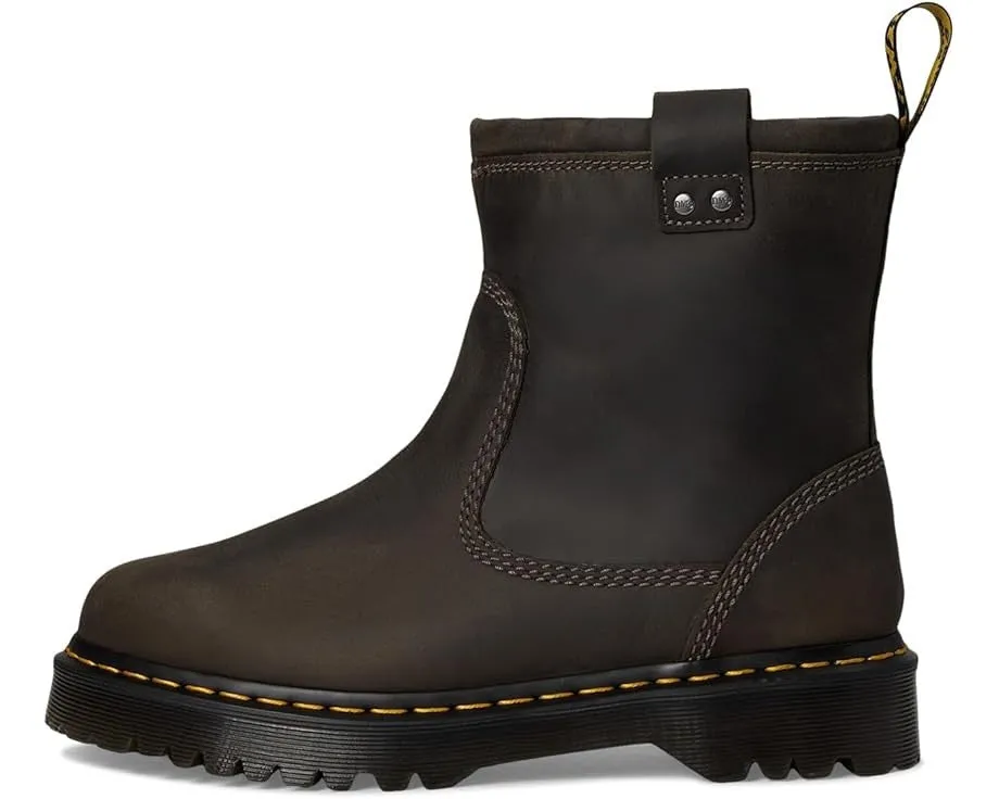 Italian Edge Dr. Martens Anistone Lo R31880057 Boot Men's Black Leather Biker Boots JOBB1511
