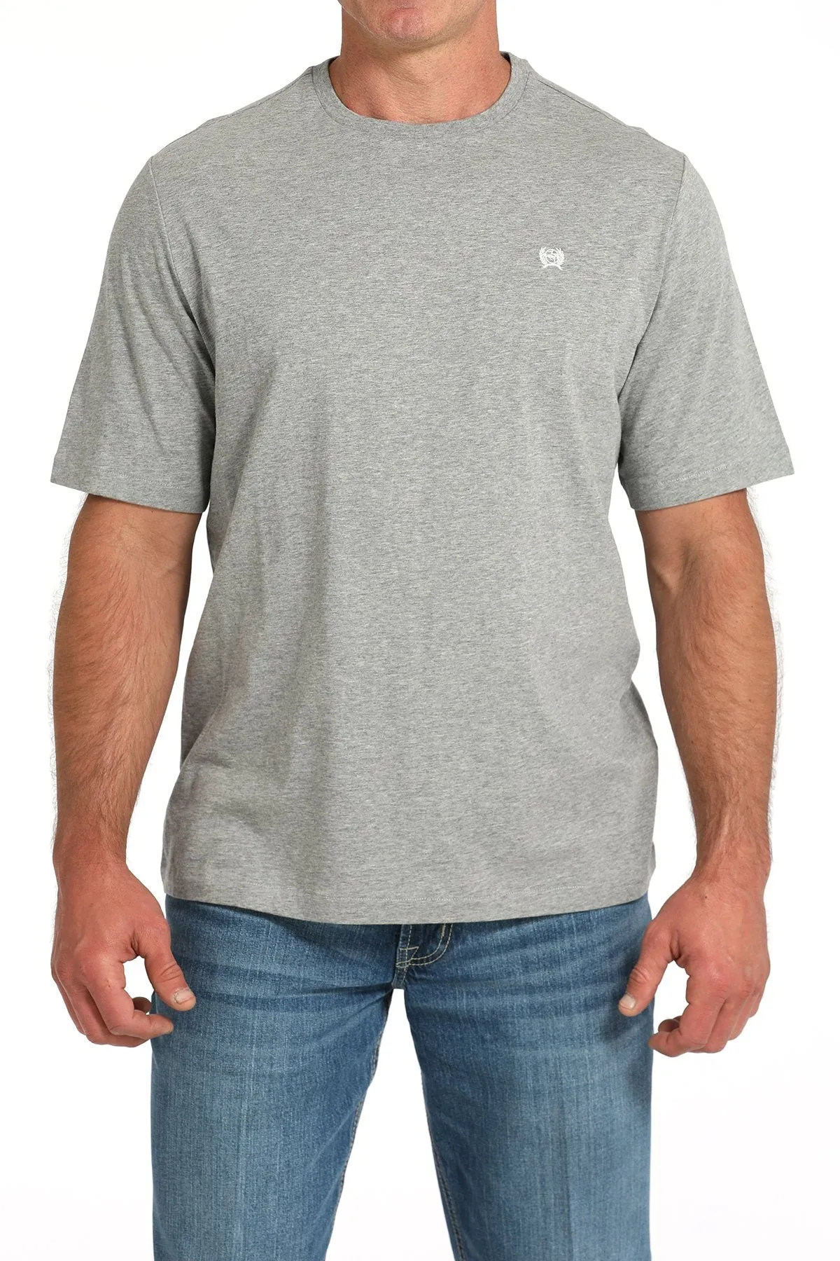 Cinch Men's Solid Logo Tee in Grey Versatile Top Oeko Tex Certified